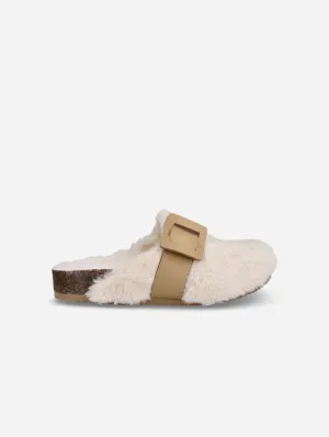 Joelina Damen Vegane Shearling Hausschuhe | Weiß