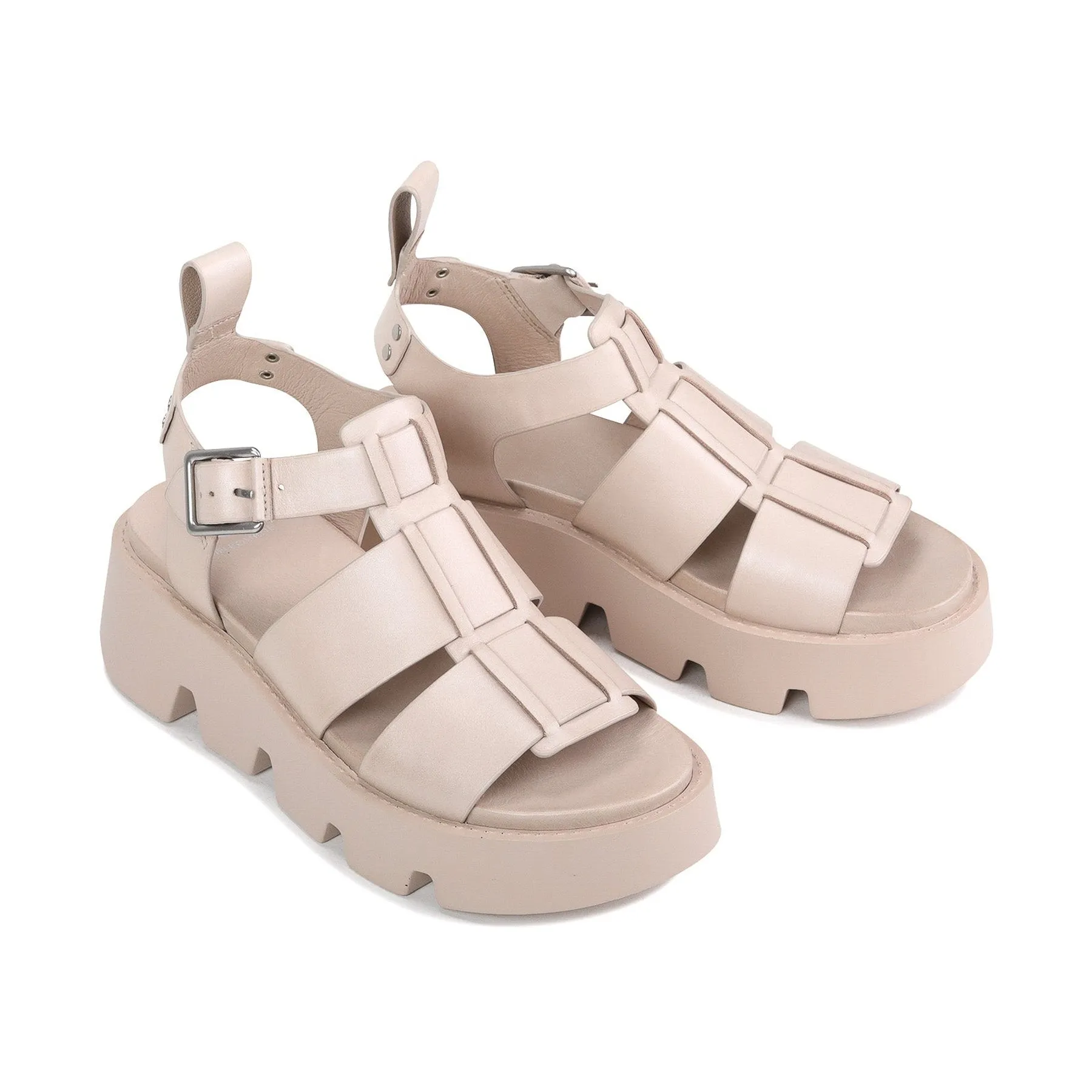 KAILAN LEDER PLATTFORM SANDALEN
