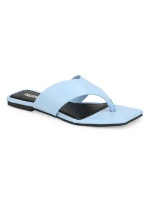 Hellblaue PU Flip-Flops mit eckiger Spitze