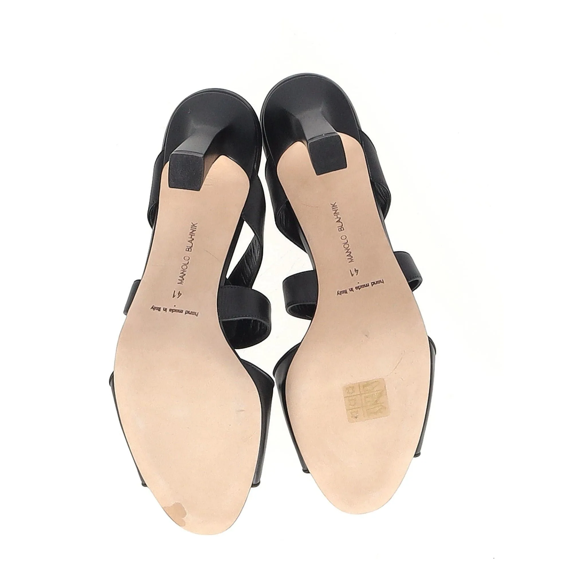 Manolo Blahnik Abeba Absatz Pantoffel-Sandalen in schwarzem Leder