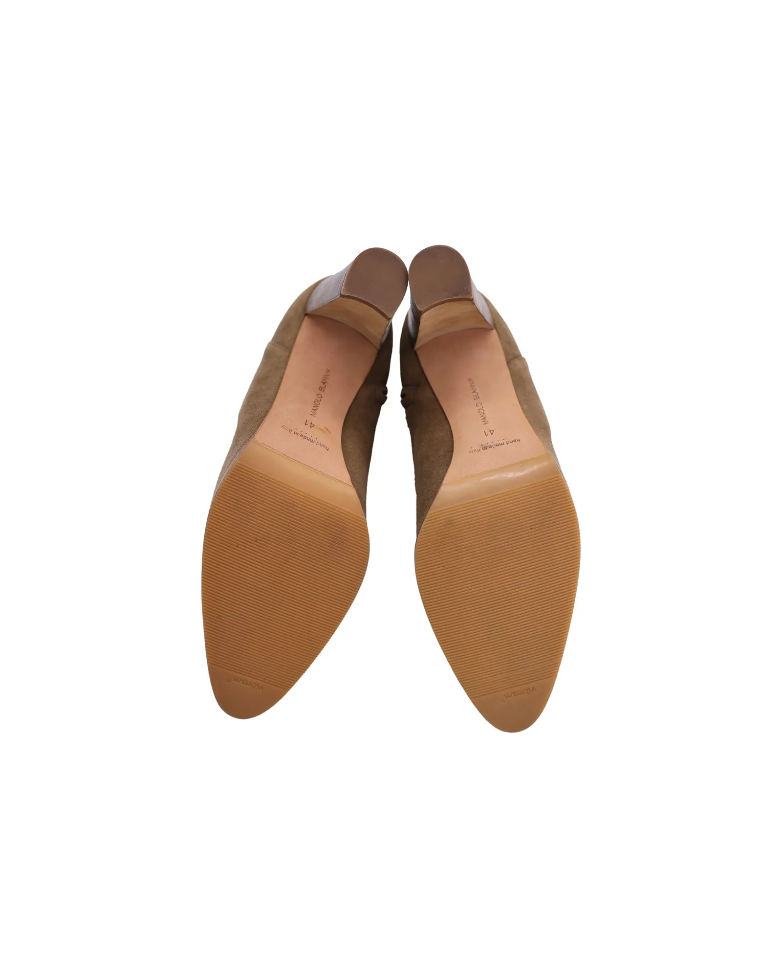 Manolo Blahnik Brusta Stiefeletten mit niedrigem Schaft in braunem Wildleder