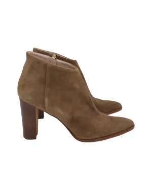 Manolo Blahnik Brusta Stiefeletten mit niedrigem Schaft in braunem Wildleder