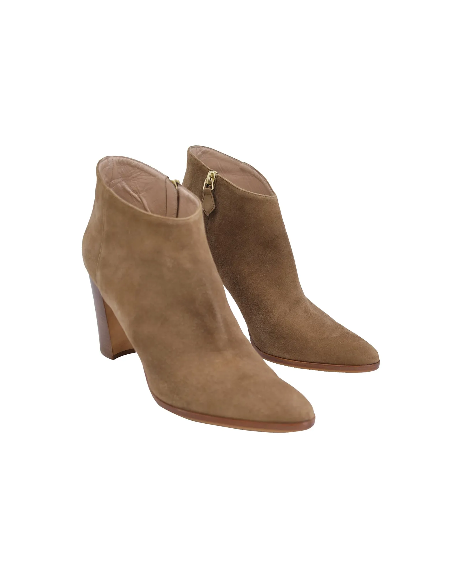Manolo Blahnik Brusta Stiefeletten mit niedrigem Schaft in braunem Wildleder