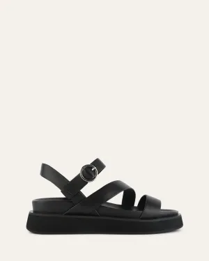 MARAIS FLACHER SANDALEN AUS SCHWARZEM LEDER