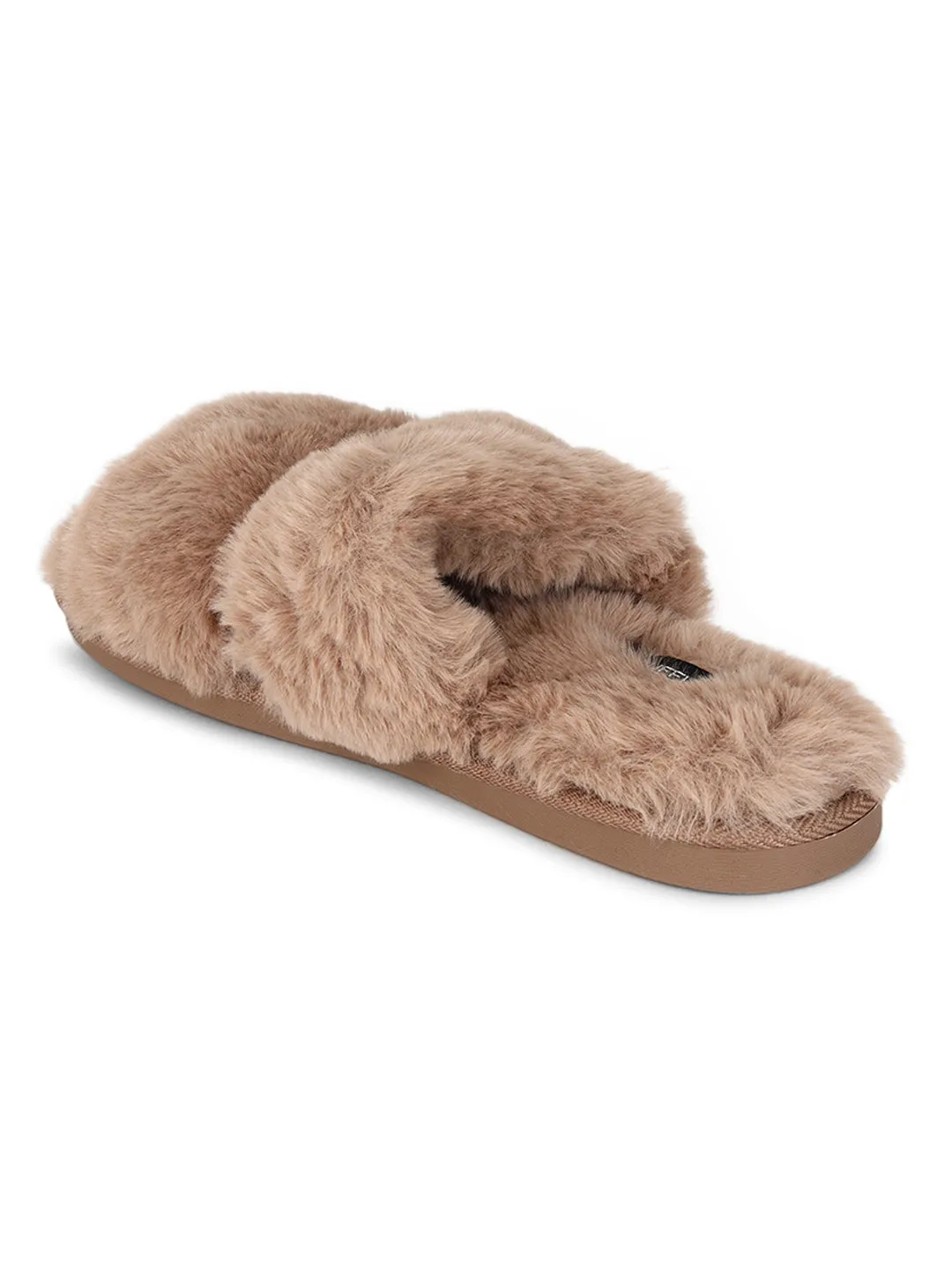 Mocha Pelz Winter Warme Bequeme Hausschuhe (TC-INDSLIP2-MOC)