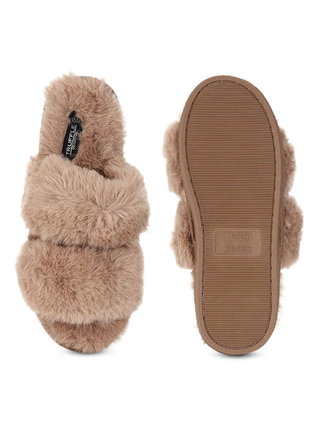 Mocha Pelz Winter Warme Bequeme Hausschuhe (TC-INDSLIP2-MOC)