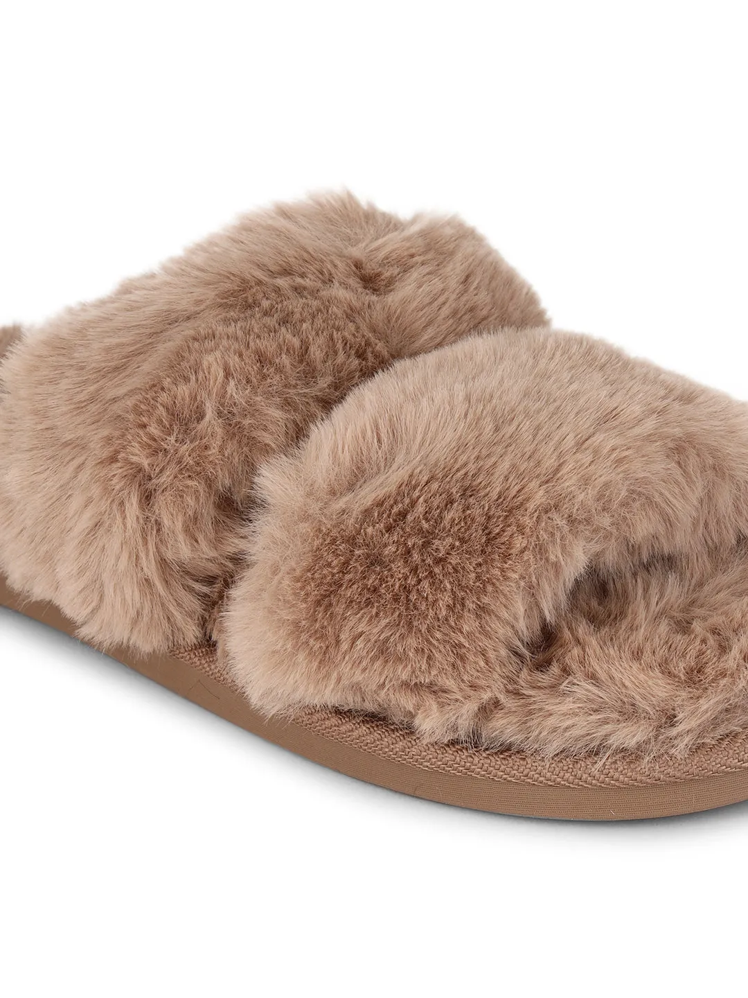 Mocha Pelz Winter Warme Bequeme Hausschuhe (TC-INDSLIP2-MOC)