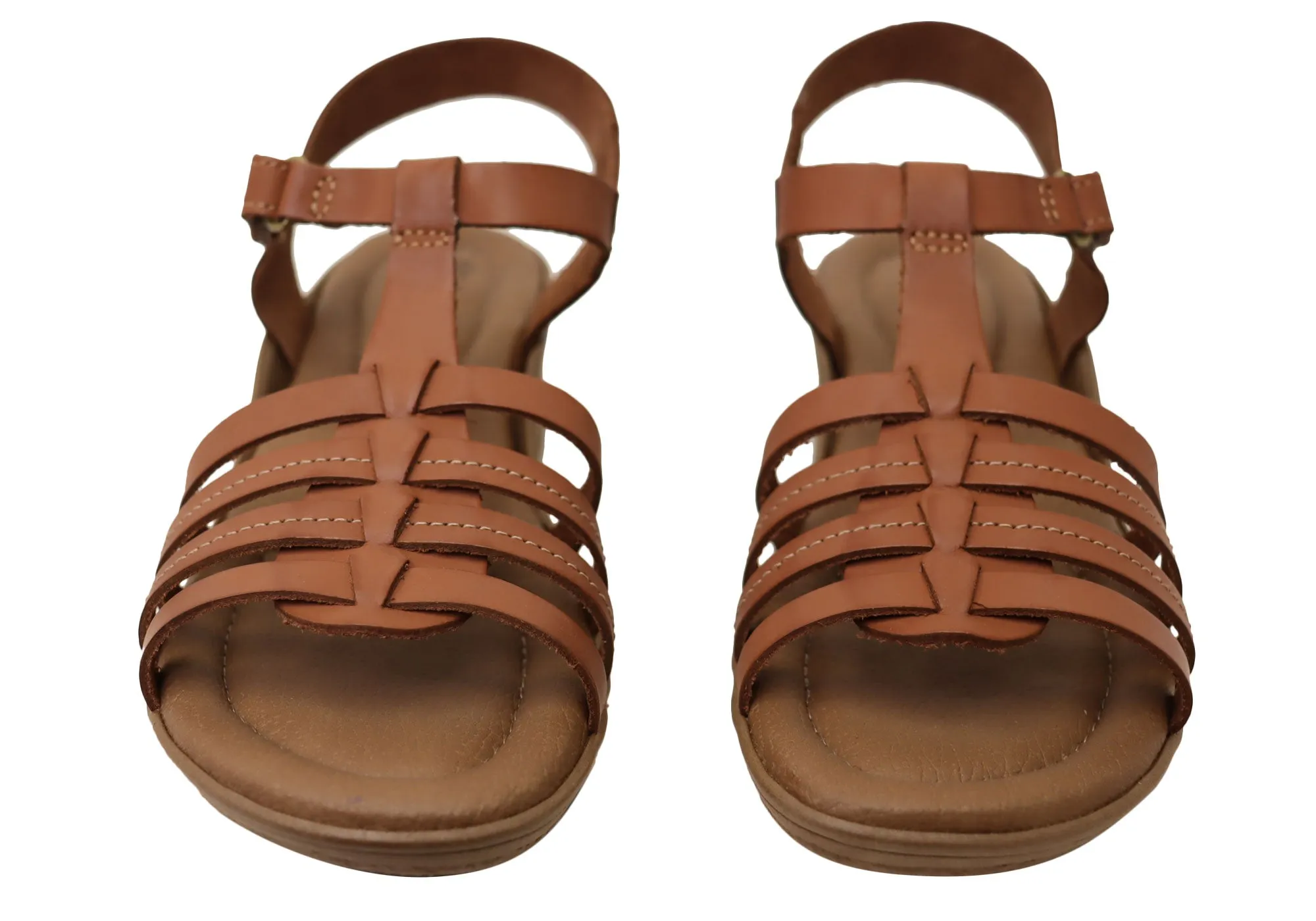Neues Gesicht Jaslyn Damen Brasilianische Bequeme Leder Sandalen mit Niedrigem Absatz Neue Gesicht Schuhe