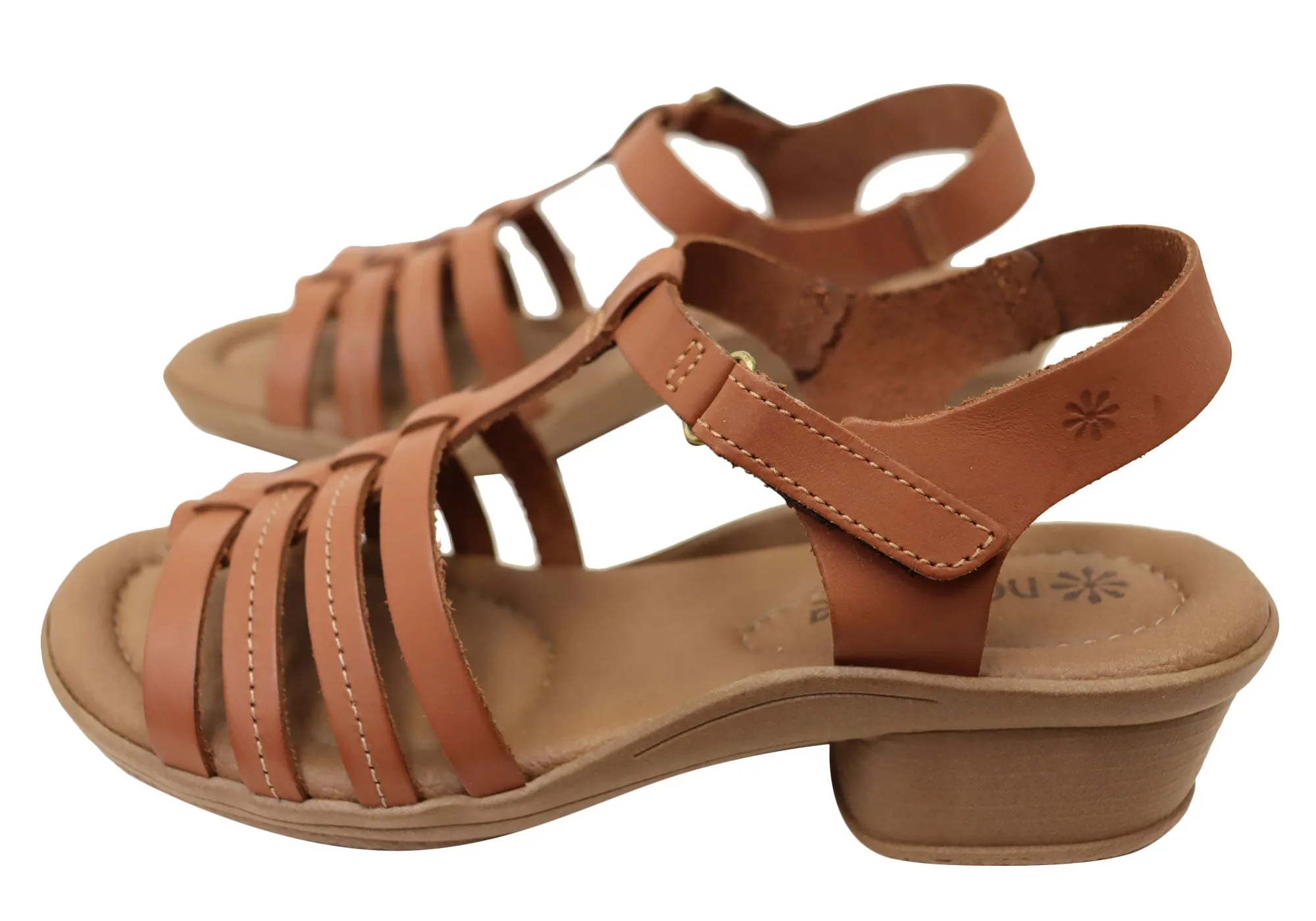 Neues Gesicht Jaslyn Damen Brasilianische Bequeme Leder Sandalen mit Niedrigem Absatz Neue Gesicht Schuhe