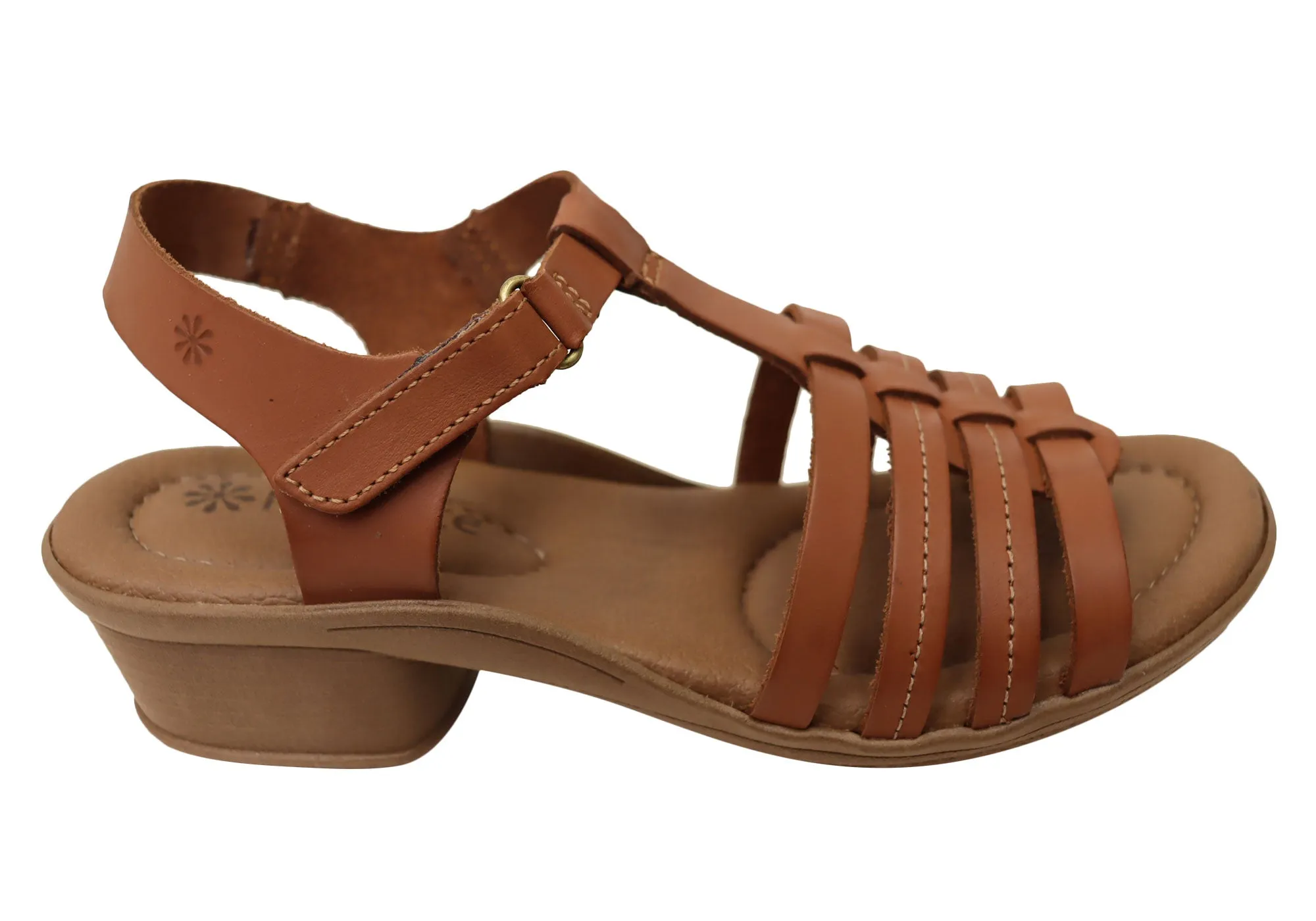 Neues Gesicht Jaslyn Damen Brasilianische Bequeme Leder Sandalen mit Niedrigem Absatz Neue Gesicht Schuhe