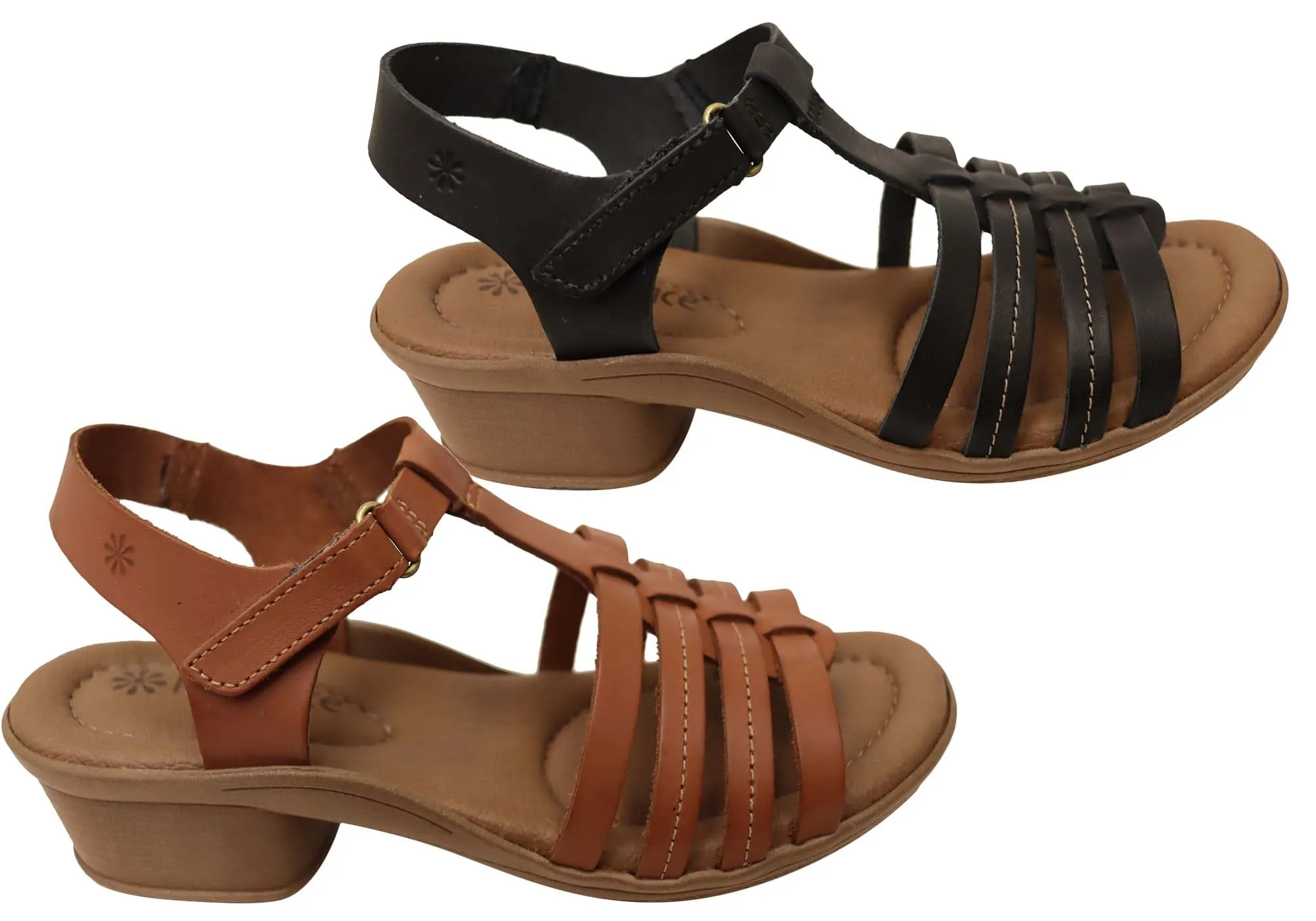 Neues Gesicht Jaslyn Damen Brasilianische Bequeme Leder Sandalen mit Niedrigem Absatz Neue Gesicht Schuhe