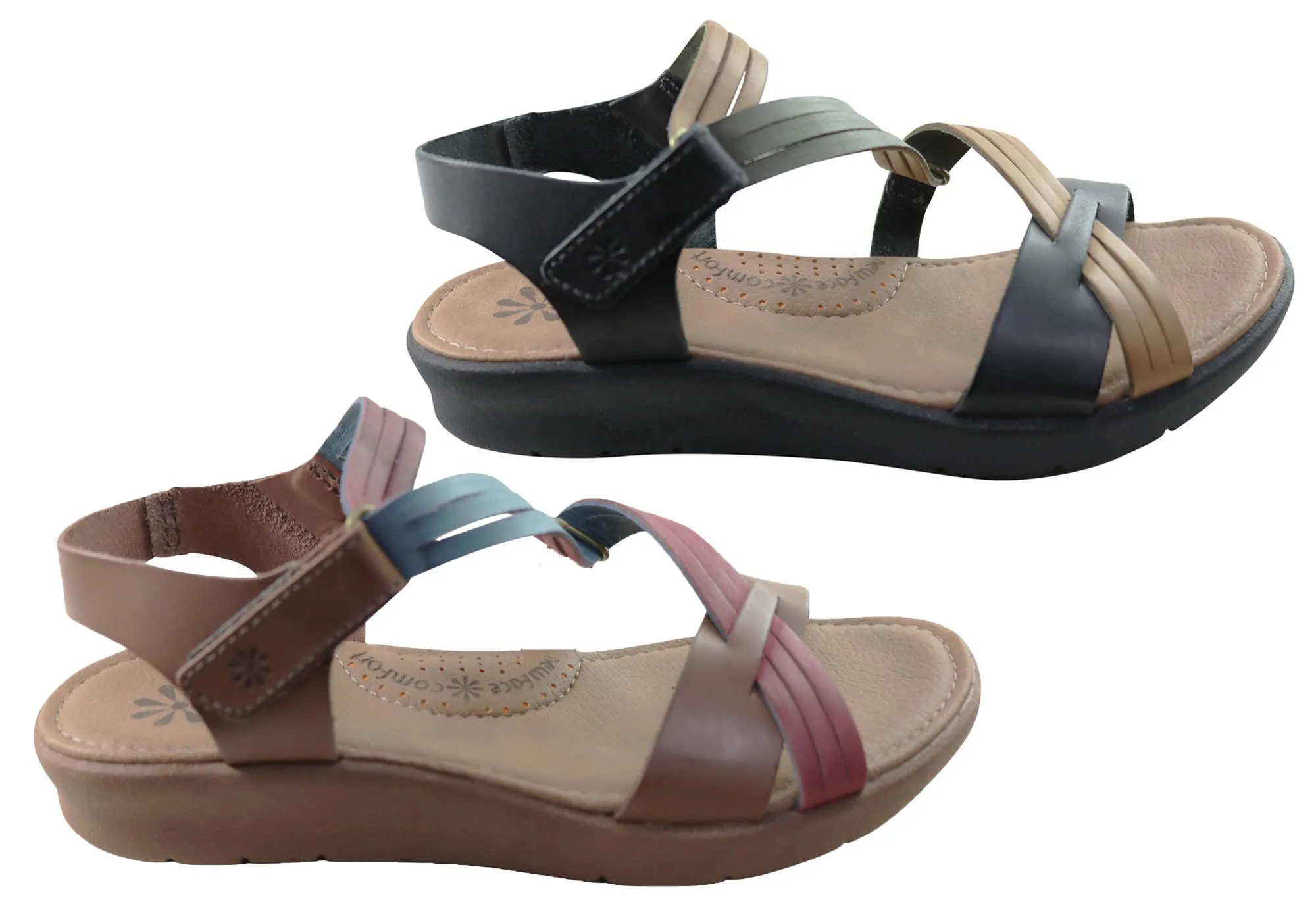 New Face Lottia Damen Bequeme Ledersandalen Hergestellt in Brasilien New Face Schuhe