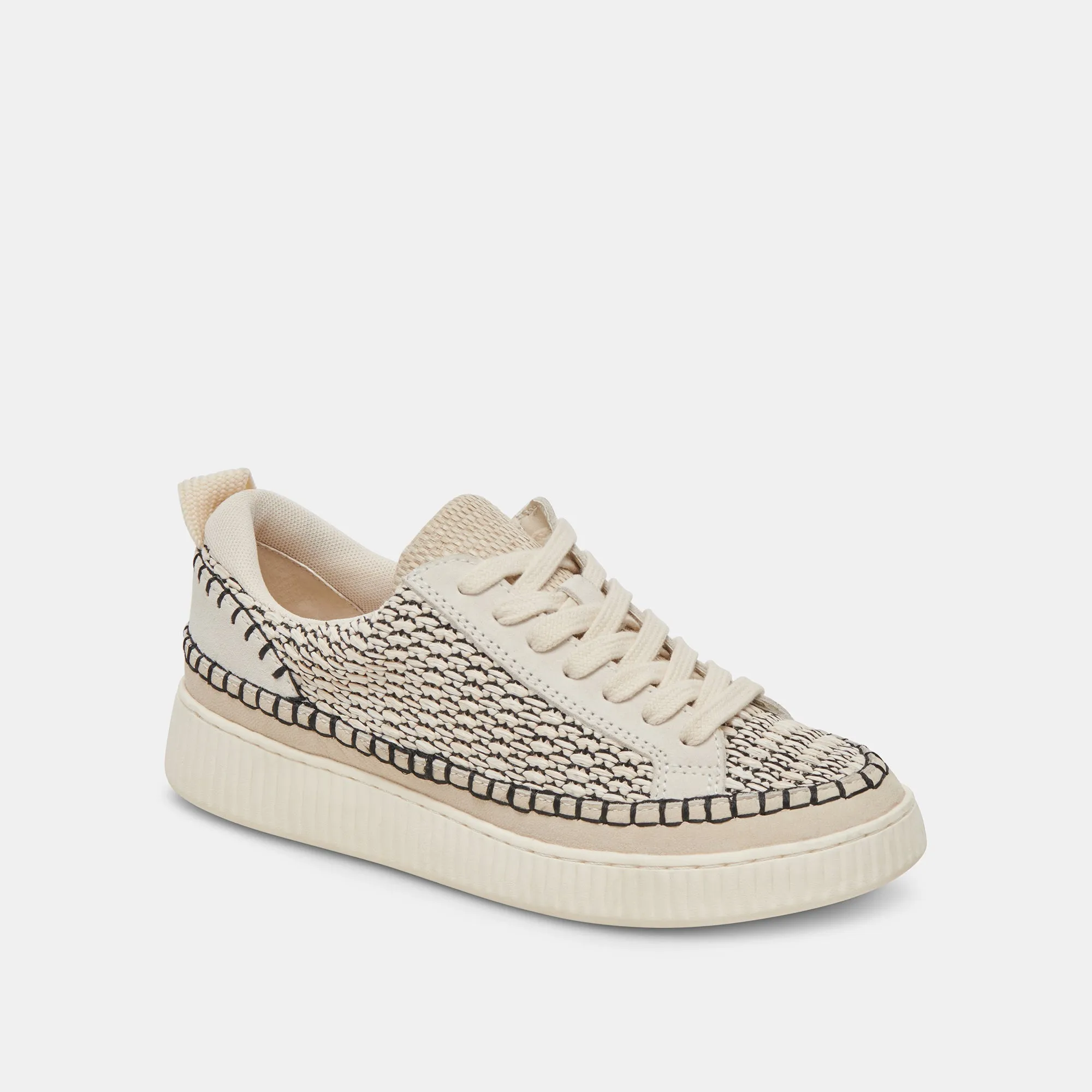 NICONA SNEAKERS SCHWARZ NATUR RAFFIA