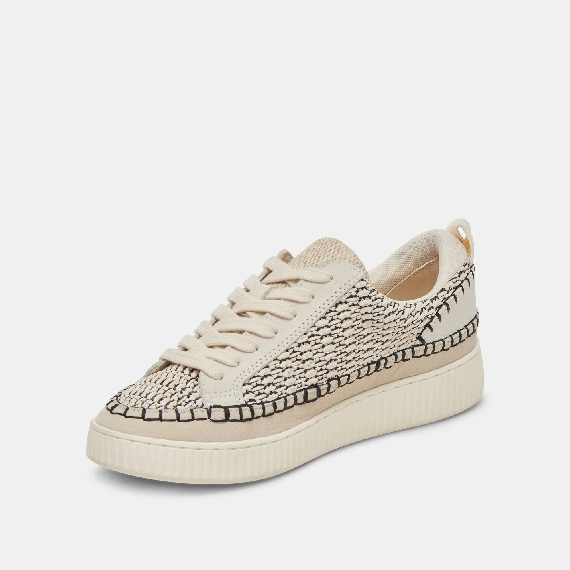 NICONA SNEAKERS SCHWARZ NATUR RAFFIA