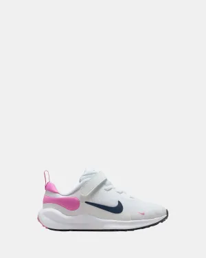 Nike Kinder-Schuhe Revolution 7 Vorschule Weiß/Marine/Spielerisches Rosa