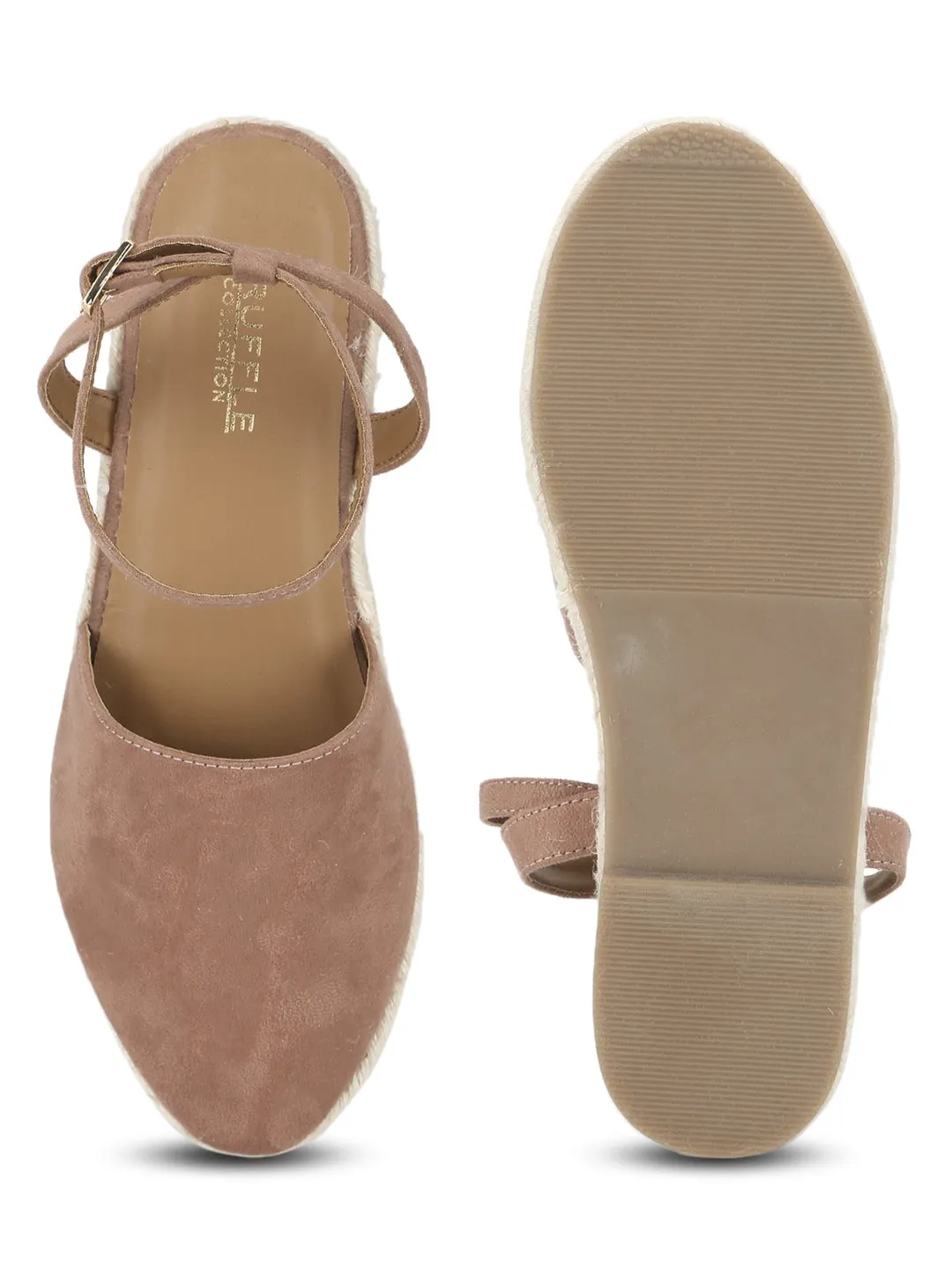 Nackte Mikroflache Espadrille-Sandalen