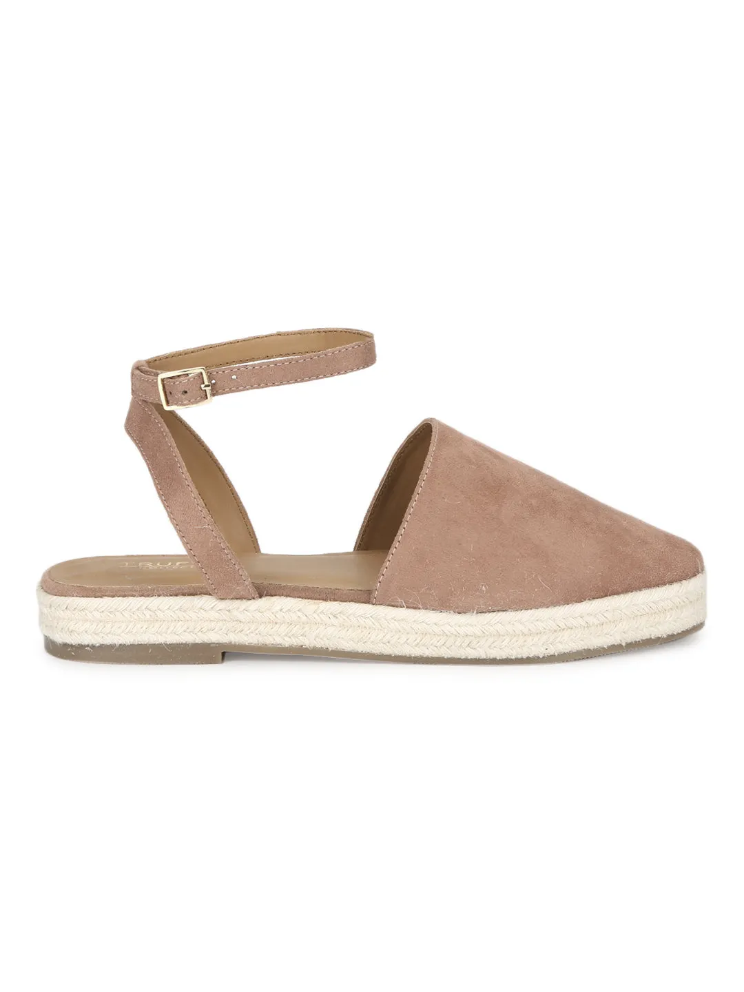 Nackte Mikroflache Espadrille-Sandalen