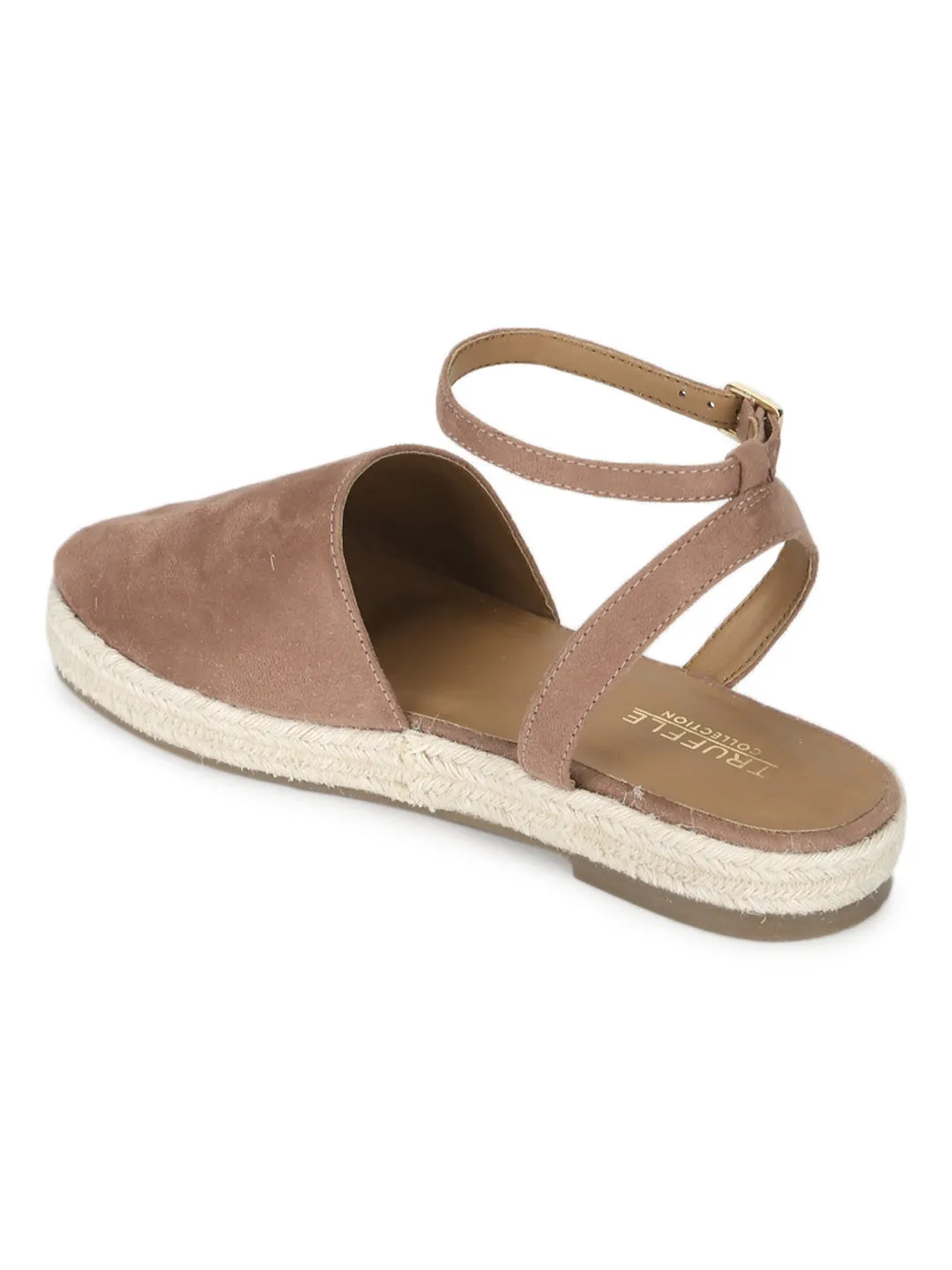 Nackte Mikroflache Espadrille-Sandalen