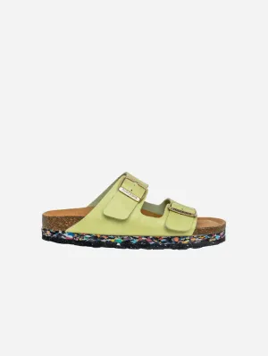 Nuo Recycelte Flipflop & Kork Sandalen mit Schnalle | Seegrün