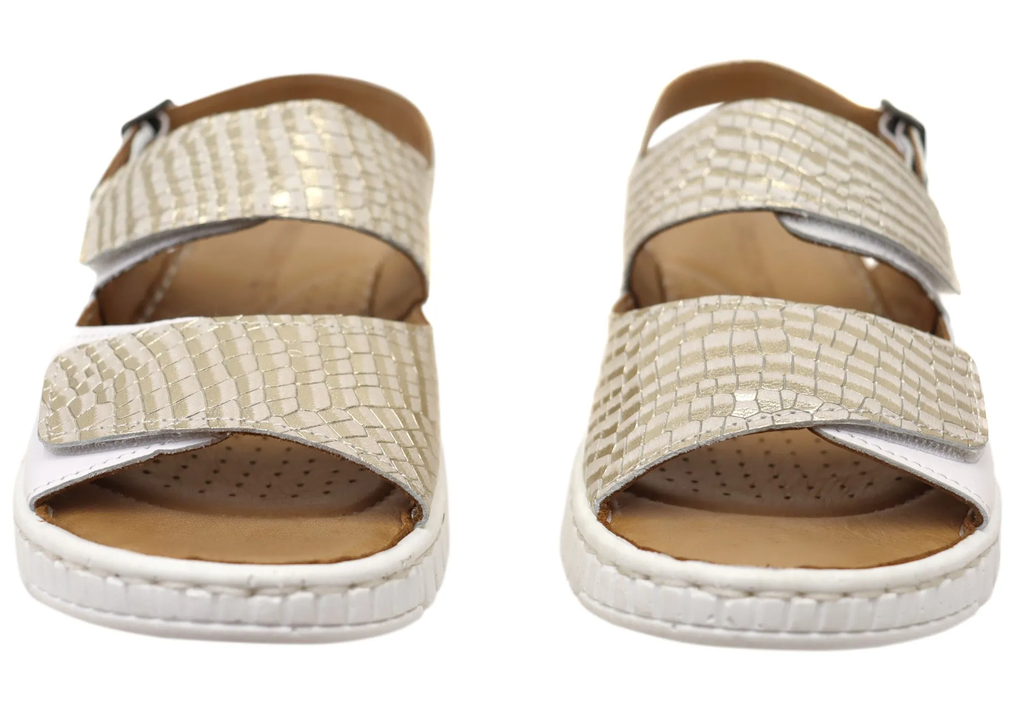 Orizonte Alvie Damen Bequeme Europäische Leder Sandalen Mit Verstellbarem Riemen Orizonte Schuhe