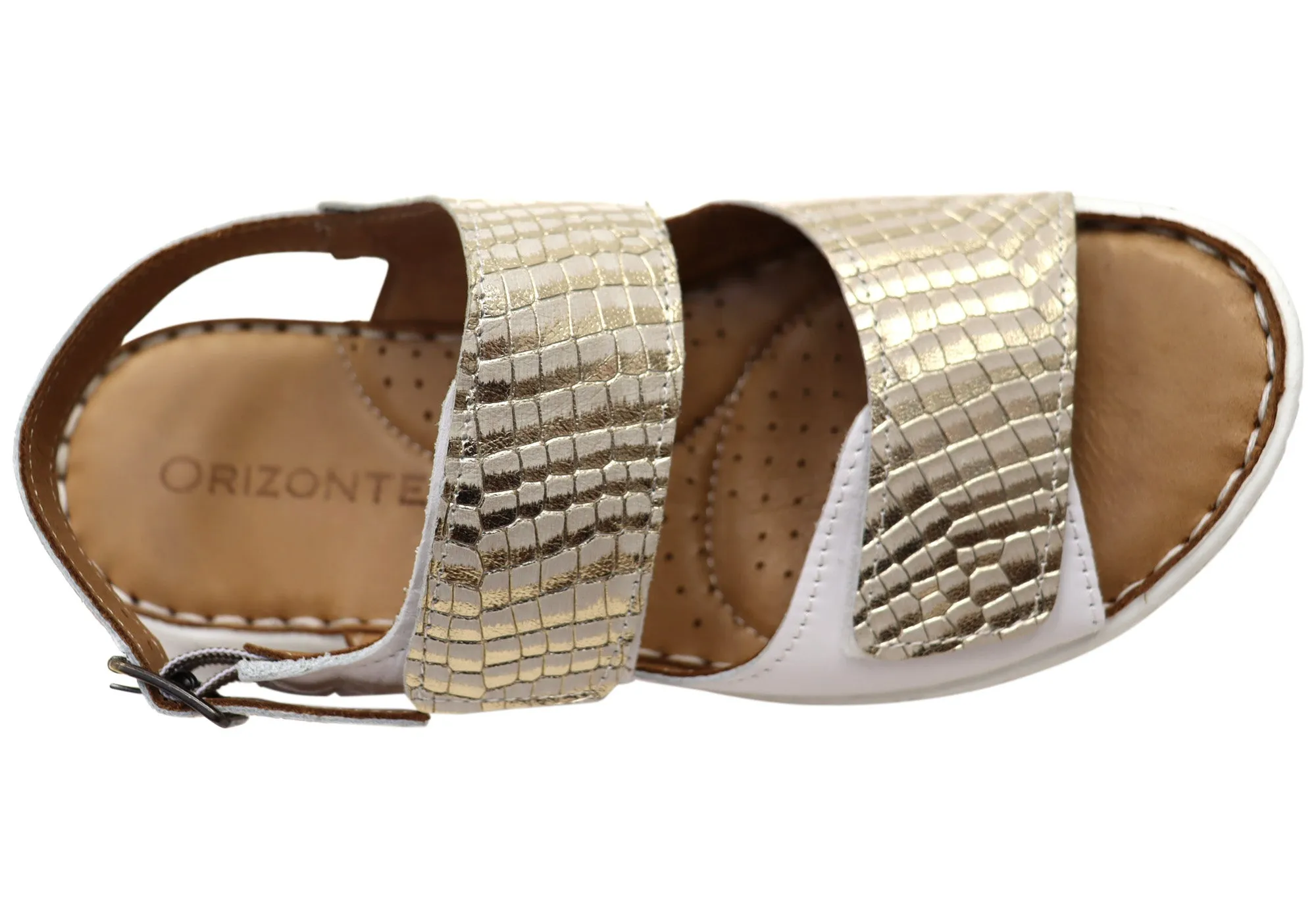 Orizonte Alvie Damen Bequeme Europäische Leder Sandalen Mit Verstellbarem Riemen Orizonte Schuhe