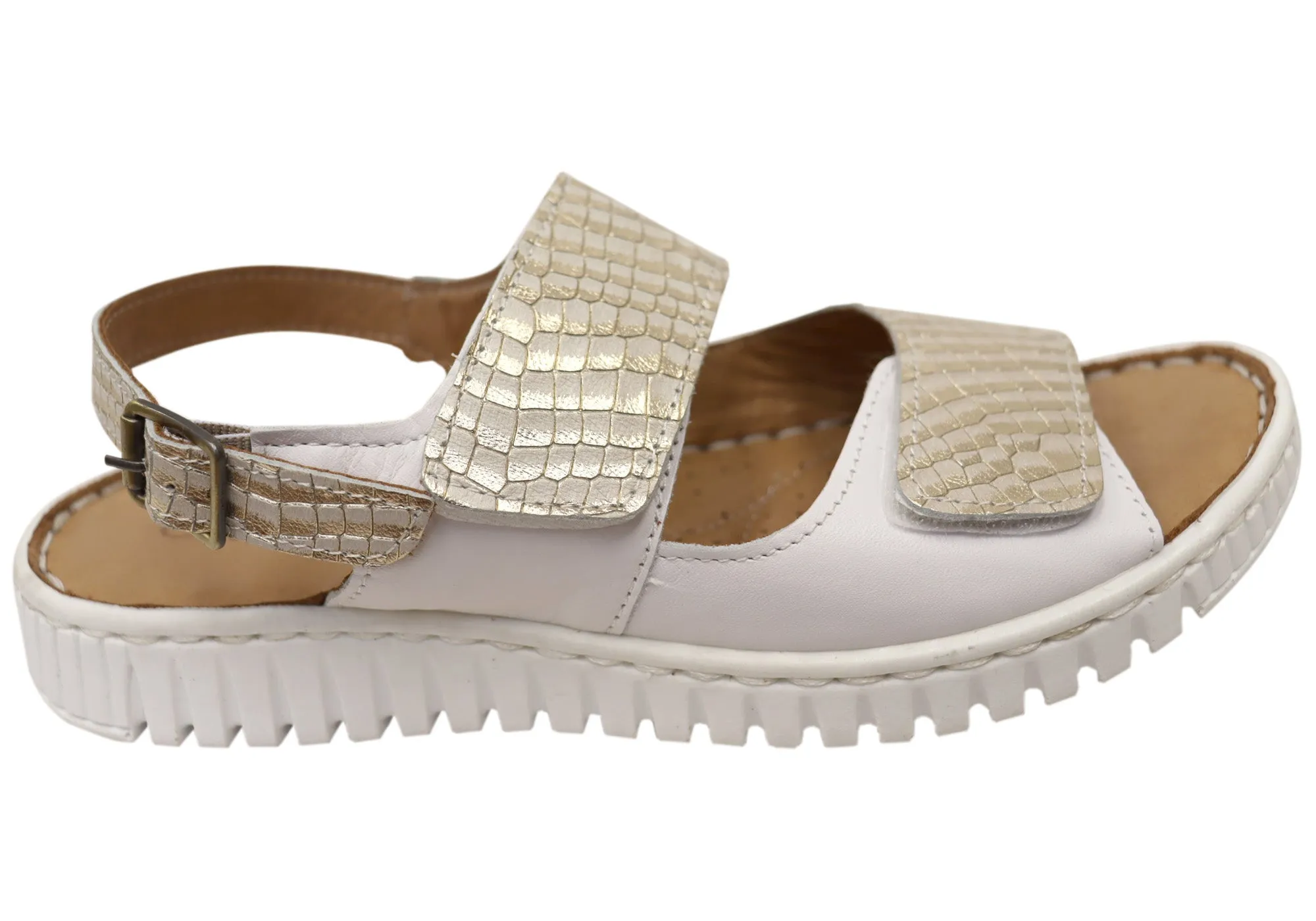 Orizonte Alvie Damen Bequeme Europäische Leder Sandalen Mit Verstellbarem Riemen Orizonte Schuhe