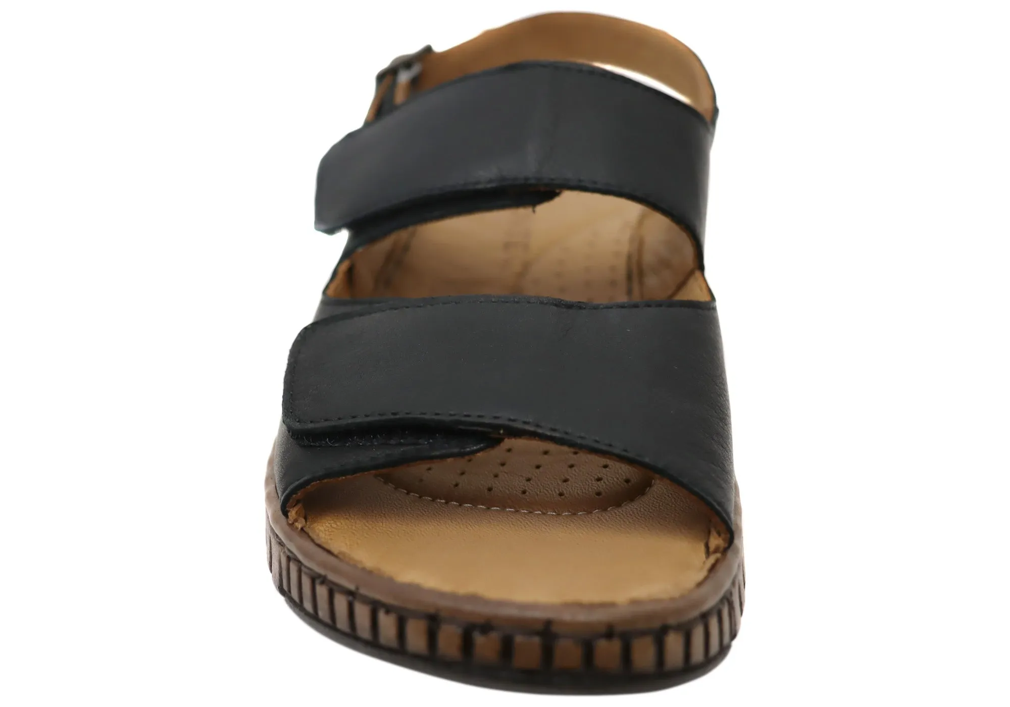 Orizonte Alvie Damen Bequeme Europäische Leder Sandalen Mit Verstellbarem Riemen Orizonte Schuhe