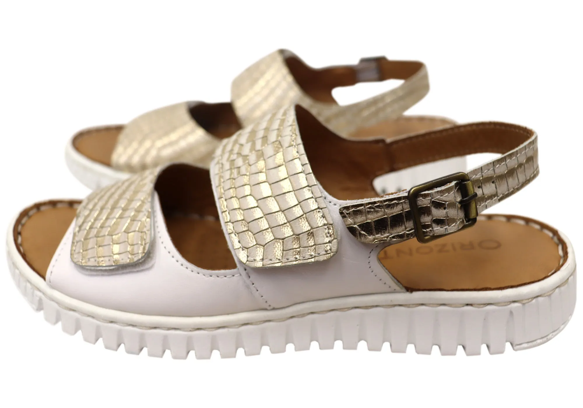 Orizonte Alvie Damen Bequeme Europäische Leder Sandalen Mit Verstellbarem Riemen Orizonte Schuhe