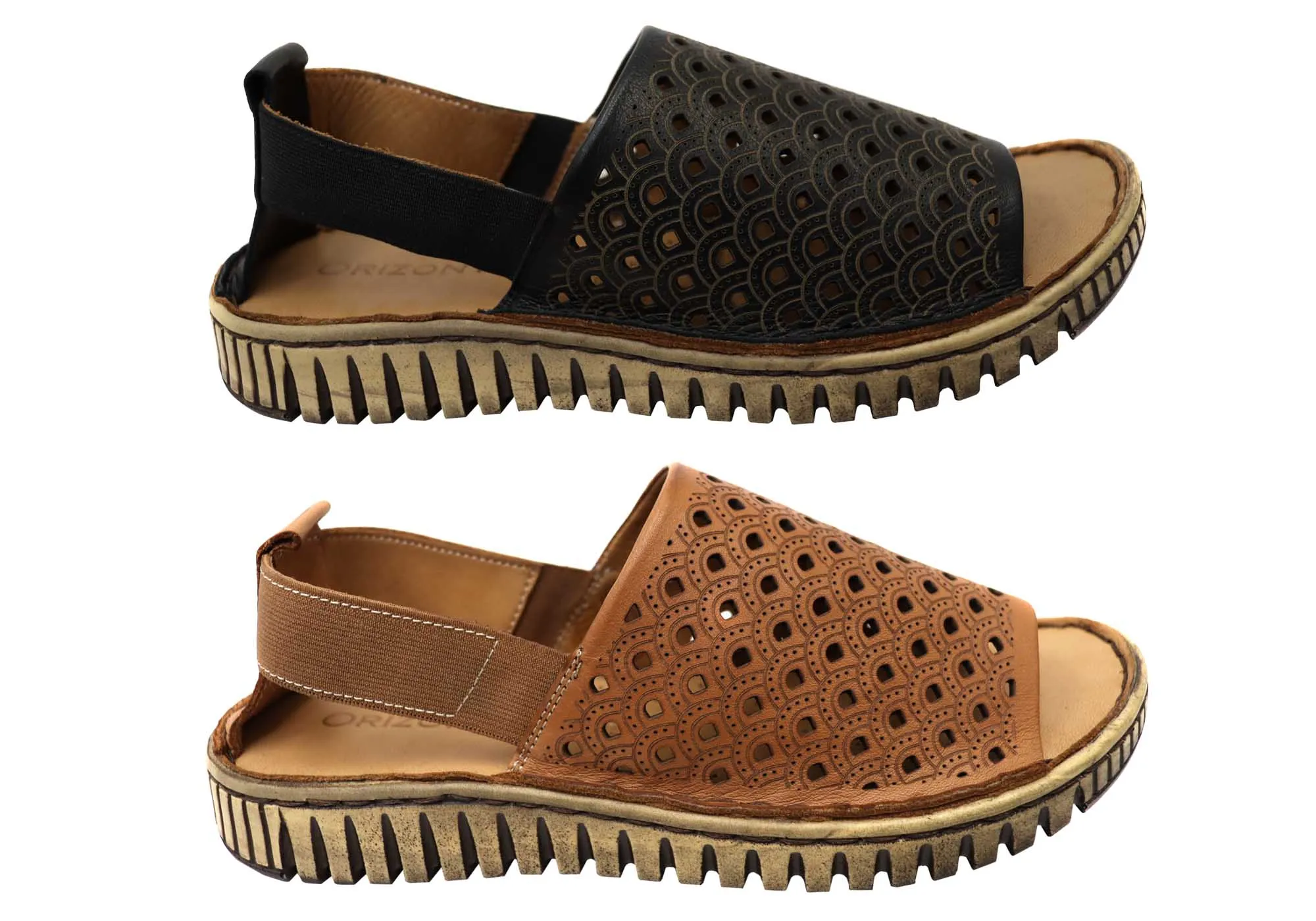 Orizonte Carnival Damen Bequeme Europäische Ledersandalen Orizonte Schuhe