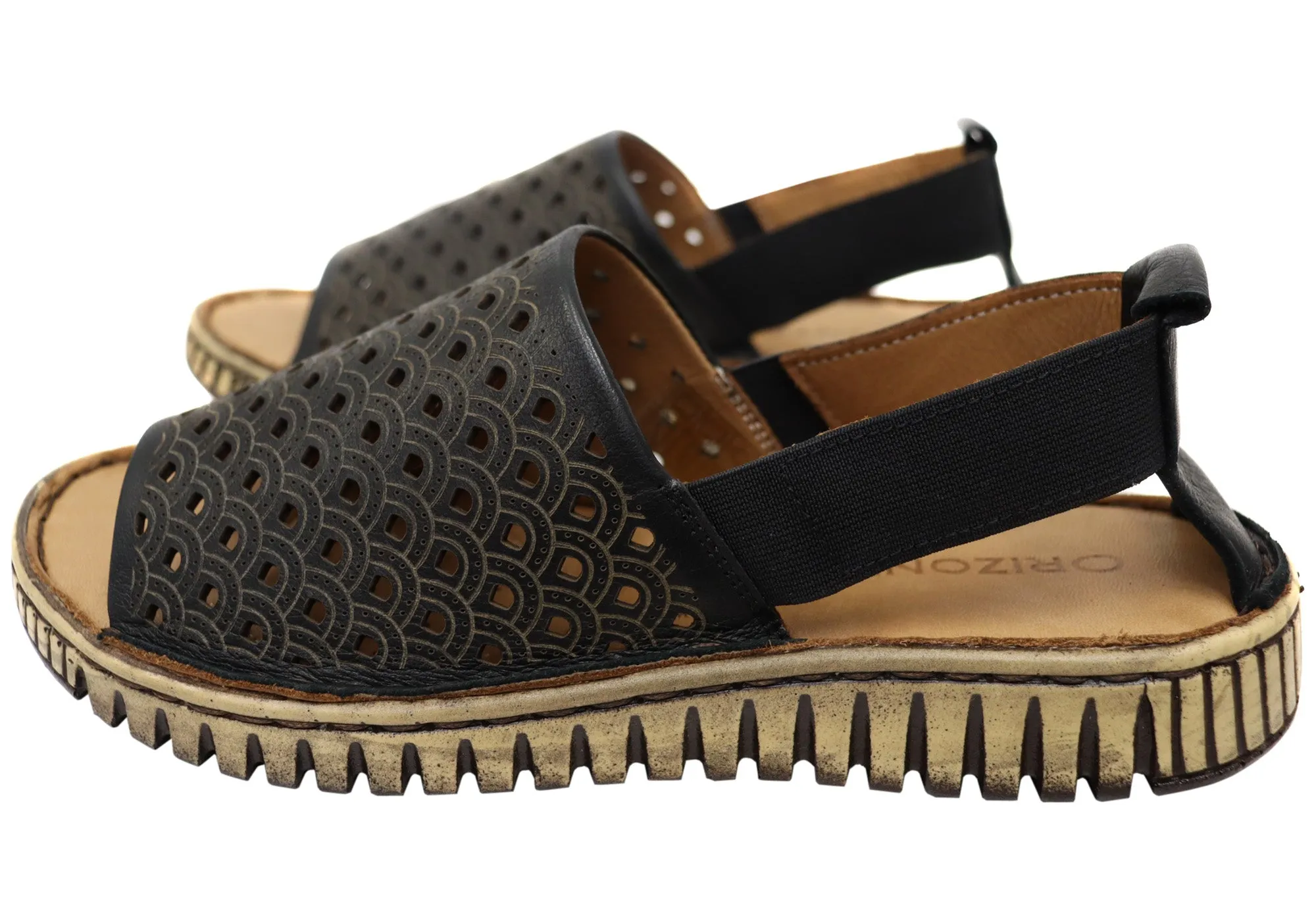 Orizonte Carnival Damen Bequeme Europäische Ledersandalen Orizonte Schuhe