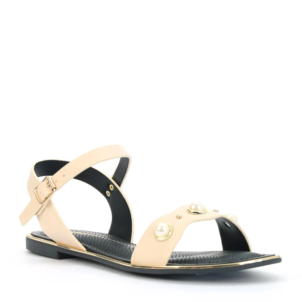 Perlen-Sandalen mit Knöchelriemen