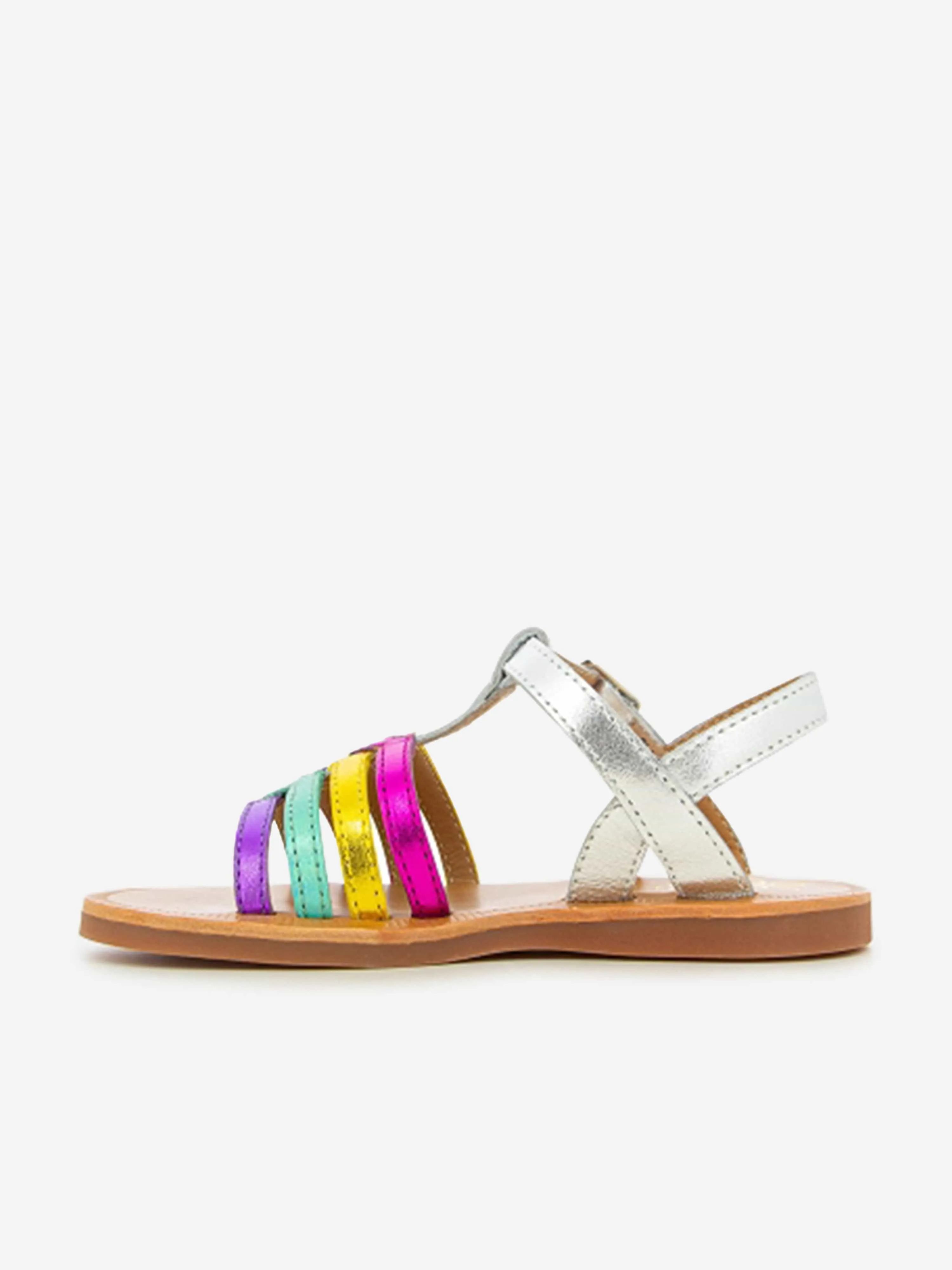 Pom D'Api Mädchen Leder Plagette Neue Samome Sandalen in Silber