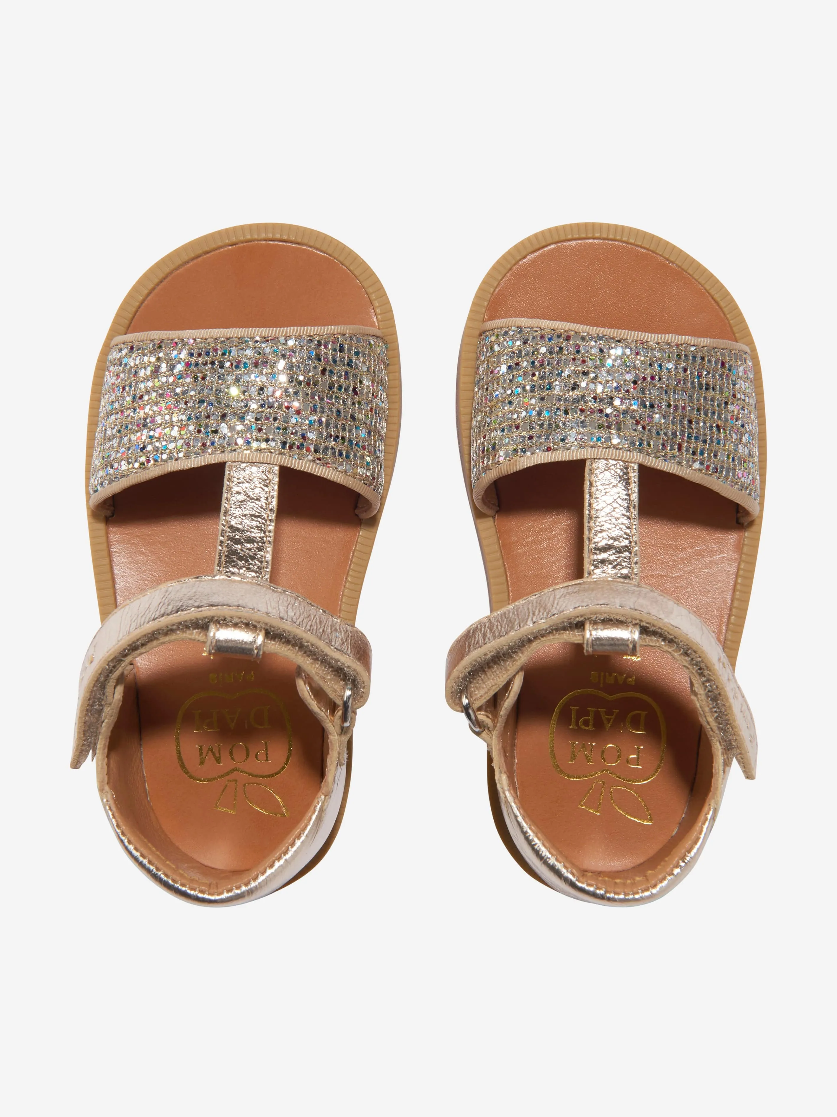 Pom D'Api Mädchen Poppy Tao Sandalen mit einfacher Schnalle in Gold