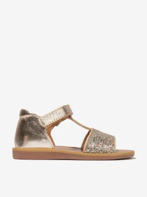 Pom D'Api Mädchen Poppy Tao Sandalen mit einfacher Schnalle in Gold