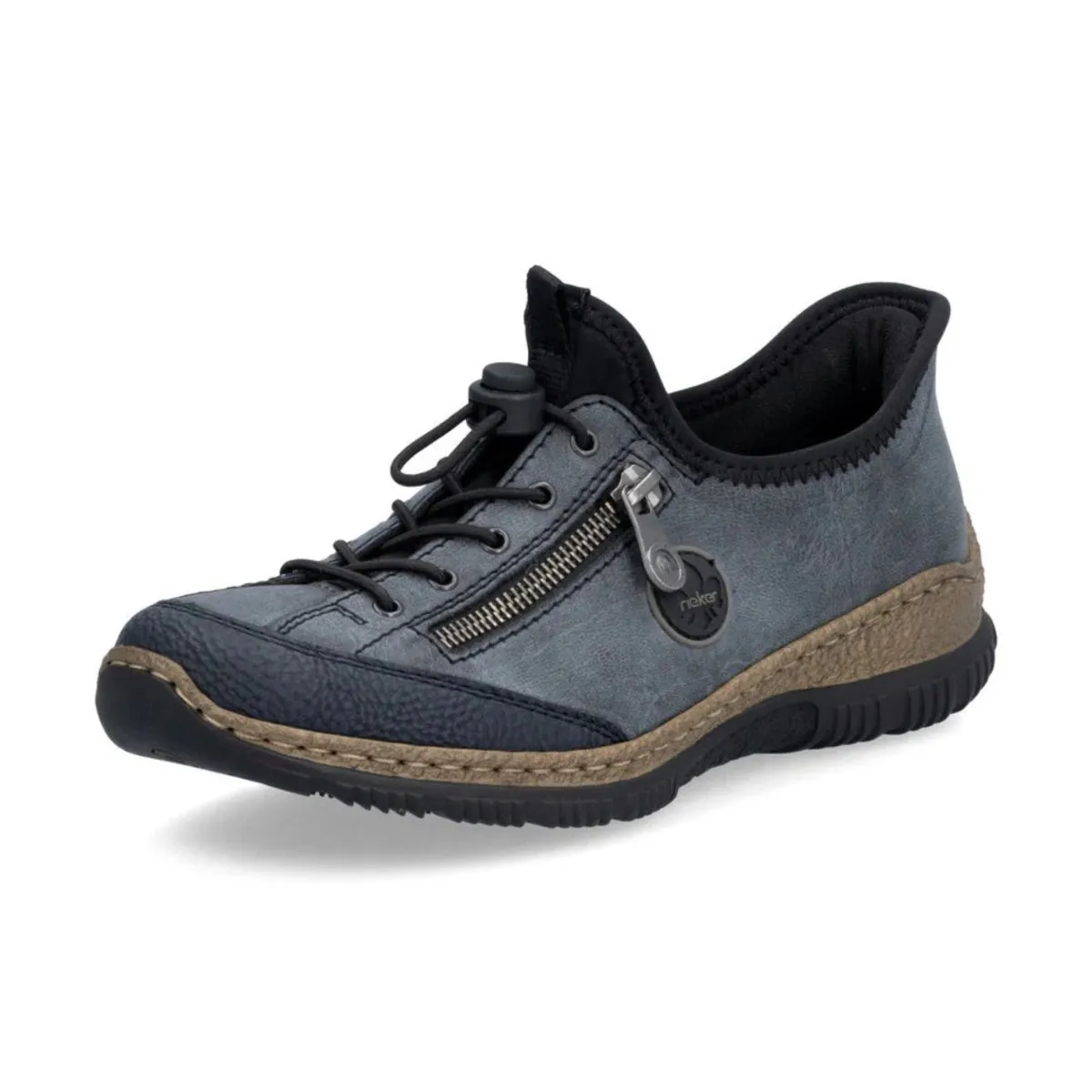 Rieker Damen N3267-14 Kitty Pazifik/Atlantik/Schwarz Leder Rieker Schuhe