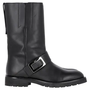 Roger Vivier Schnallen-Stiefel in schwarzem Leder