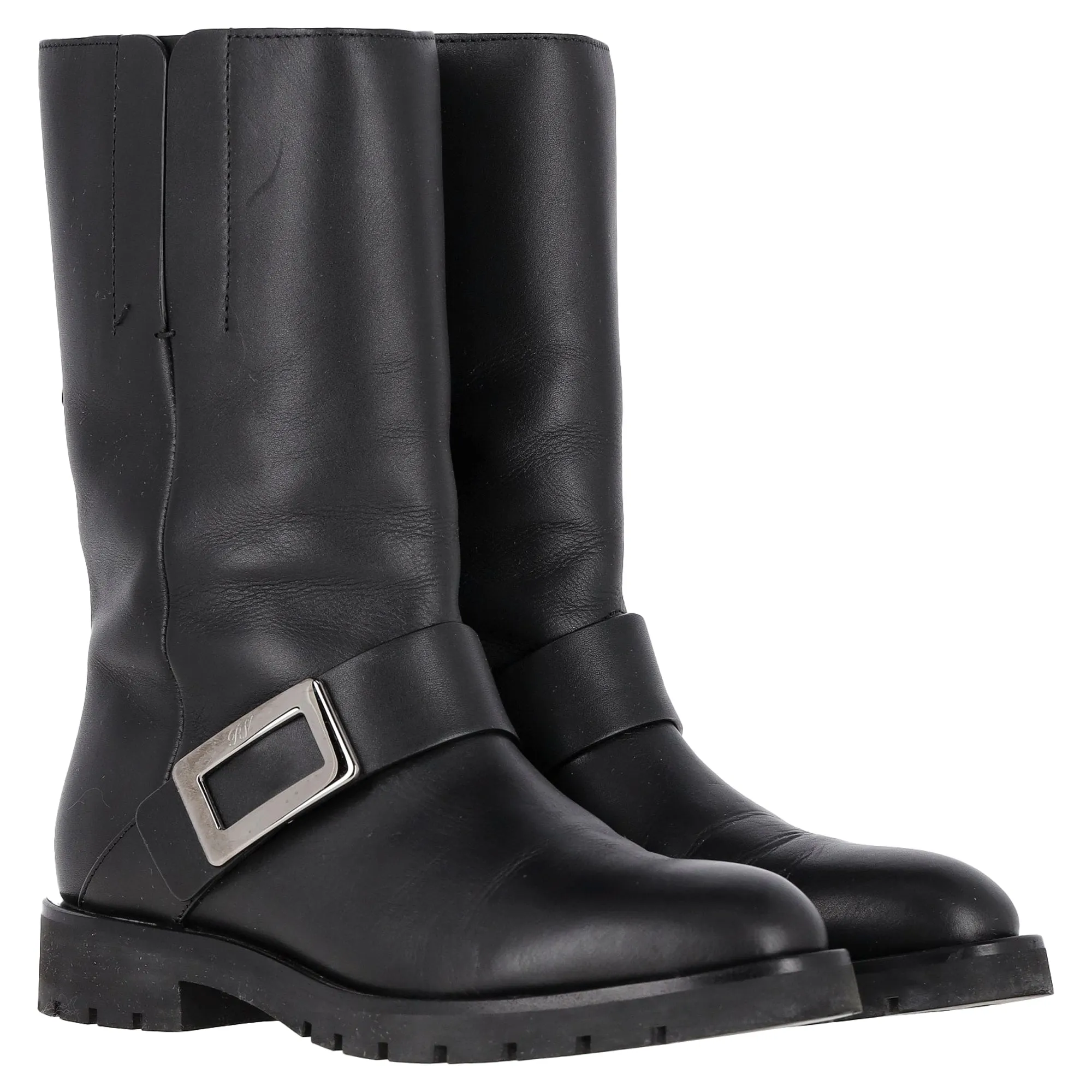 Roger Vivier Schnallen-Stiefel in schwarzem Leder