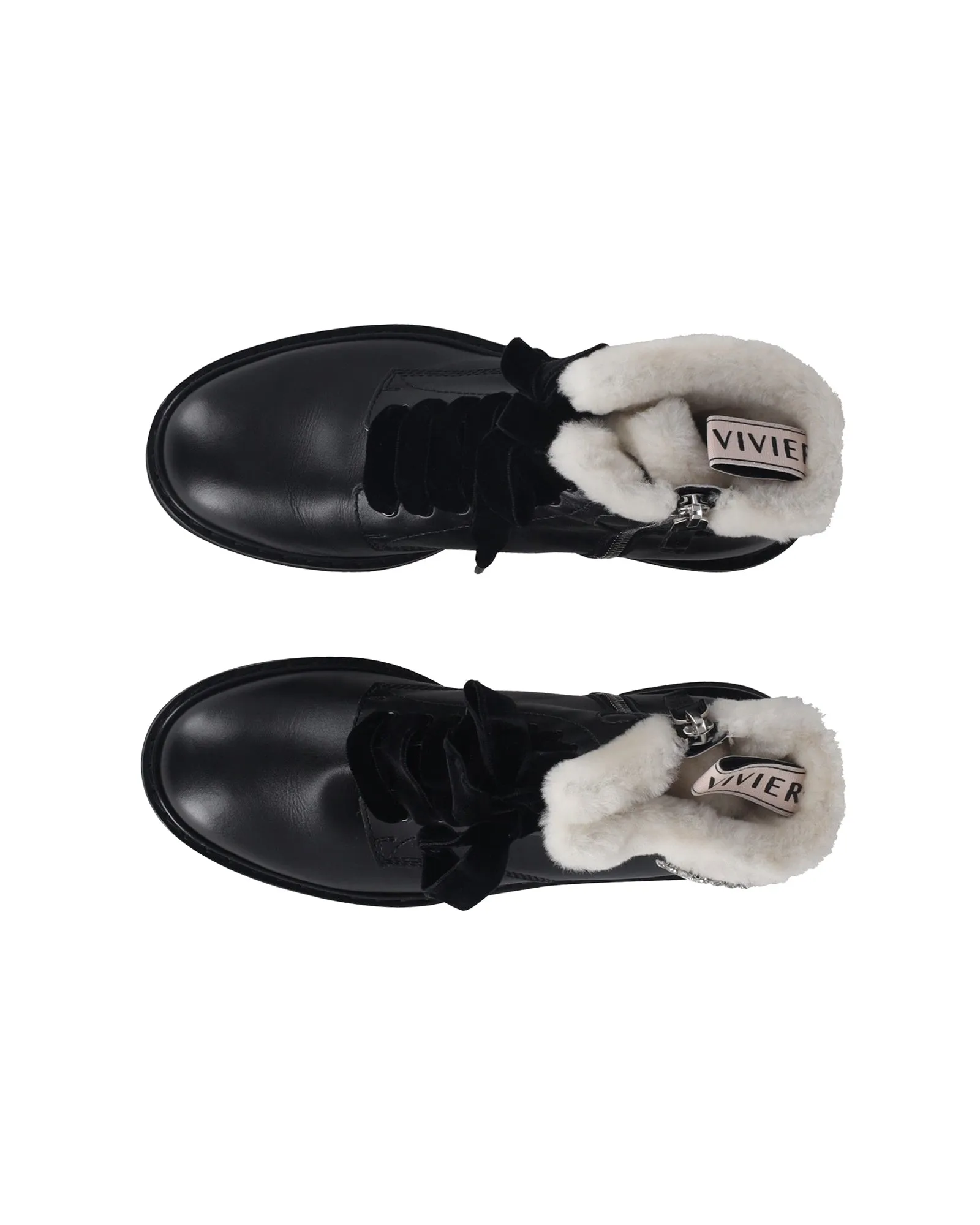 Roger Vivier Ranger Stiefeletten mit Schaffutter und Kristallverzierungen in schwarzem Leder