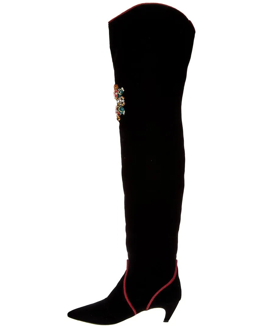 Roger Vivier Samt-Over-the-Knee-Stiefel