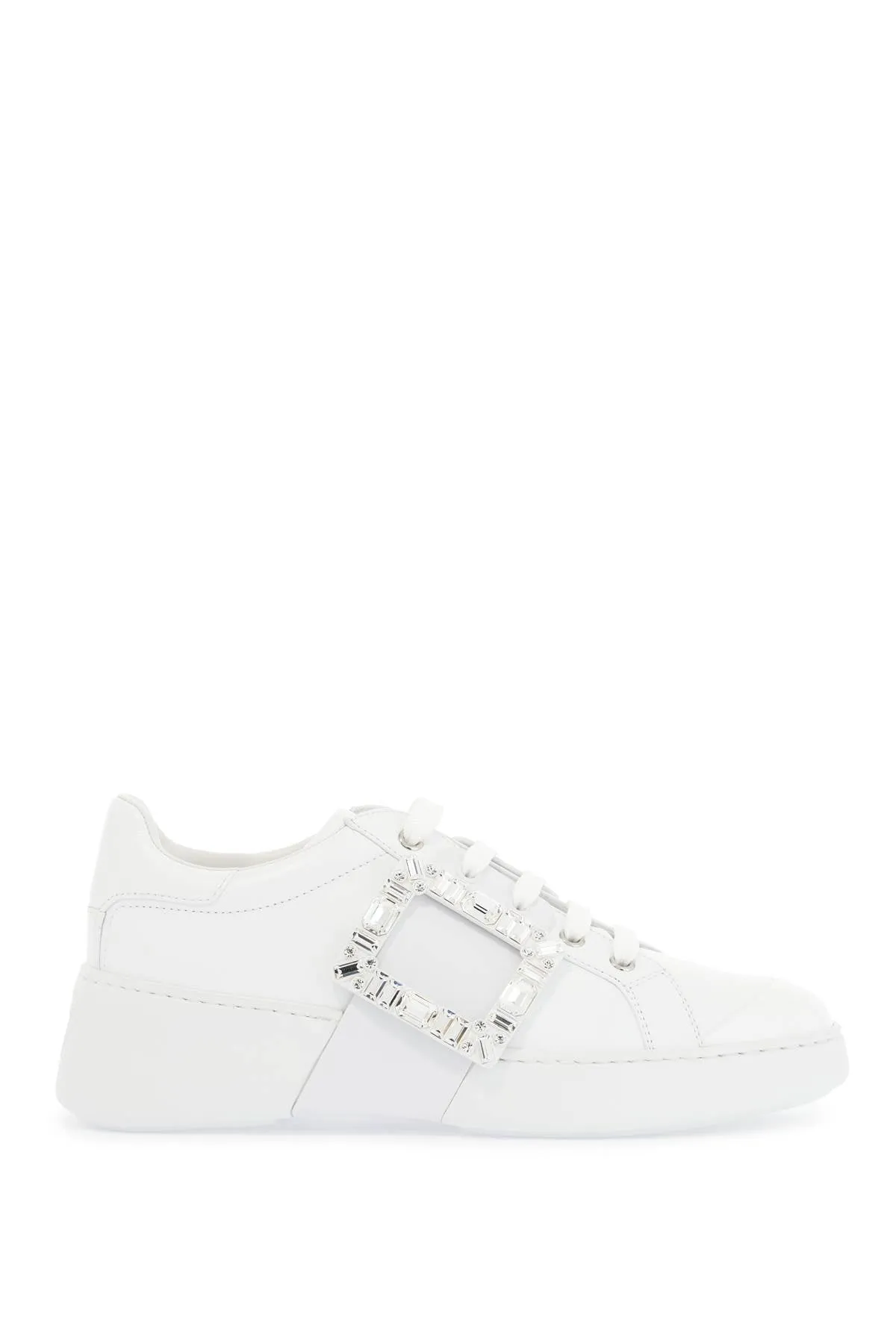 Roger Vivier Weiße Ledersneaker Viv Skate Mit Strasssteinen Schuhe_Roger-Vivier