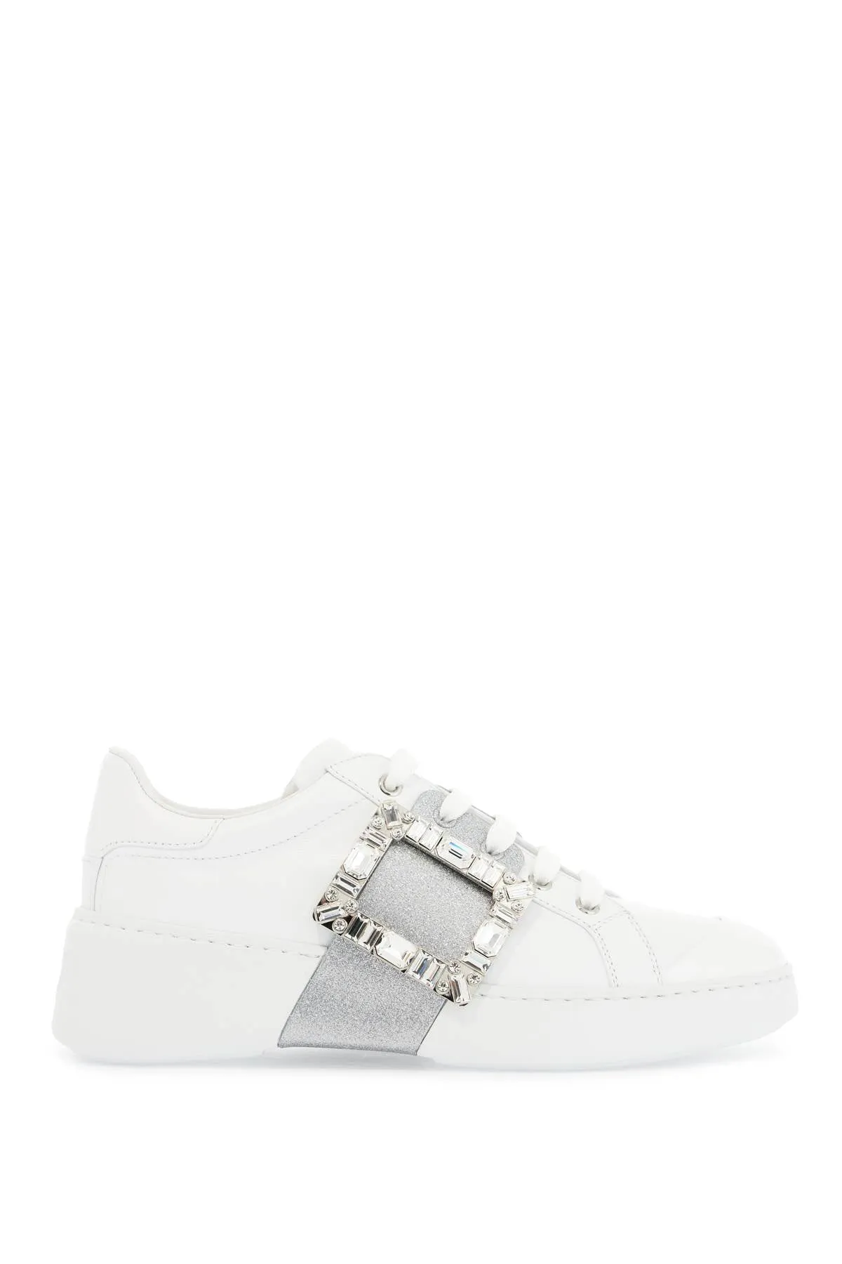 Roger Vivier Weiße Viv Skate Sneakers Mit Strass-Schnallen