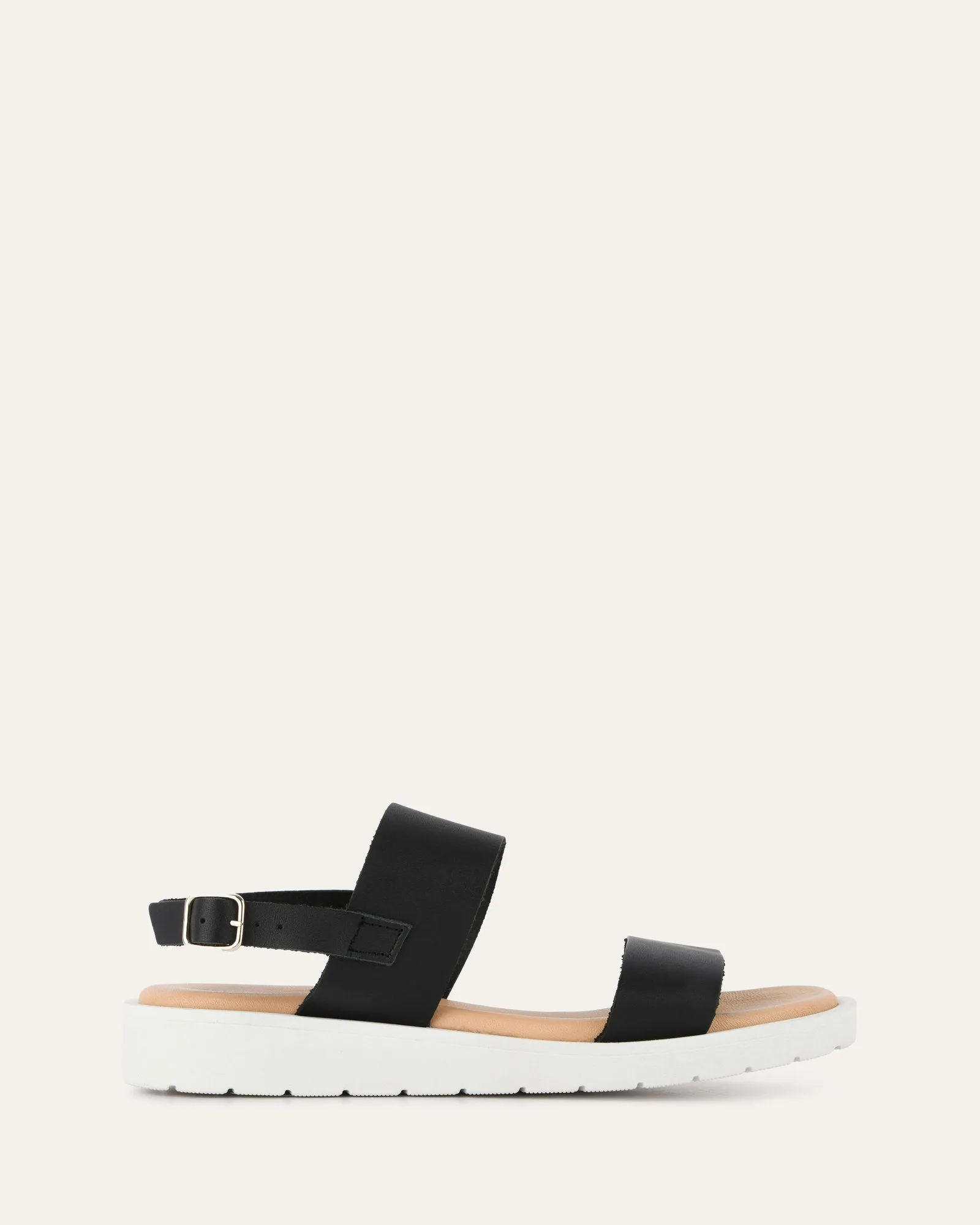 ROSALIE FLACH SANDALEN AUS SCHWARZEM LEDER