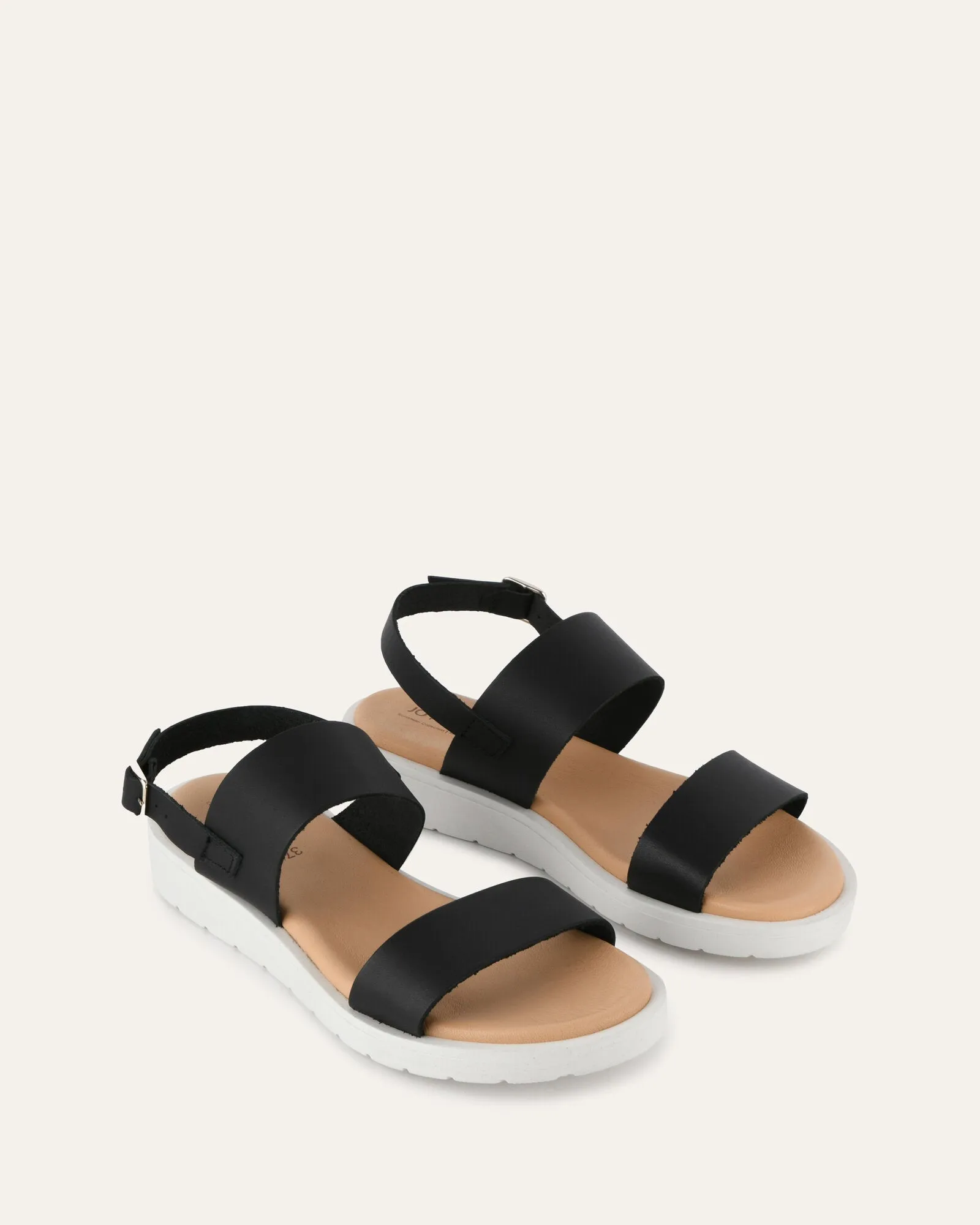 ROSALIE FLACH SANDALEN AUS SCHWARZEM LEDER