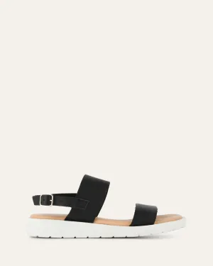 ROSALIE FLACH SANDALEN AUS SCHWARZEM LEDER