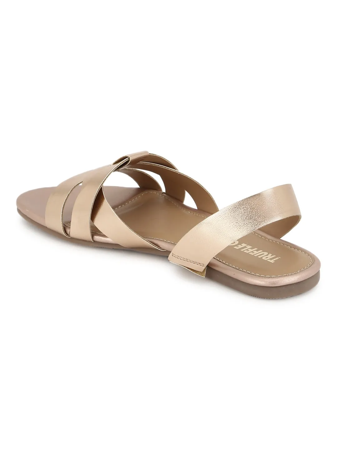 Roségold PU Rückenband Flache Sandalen