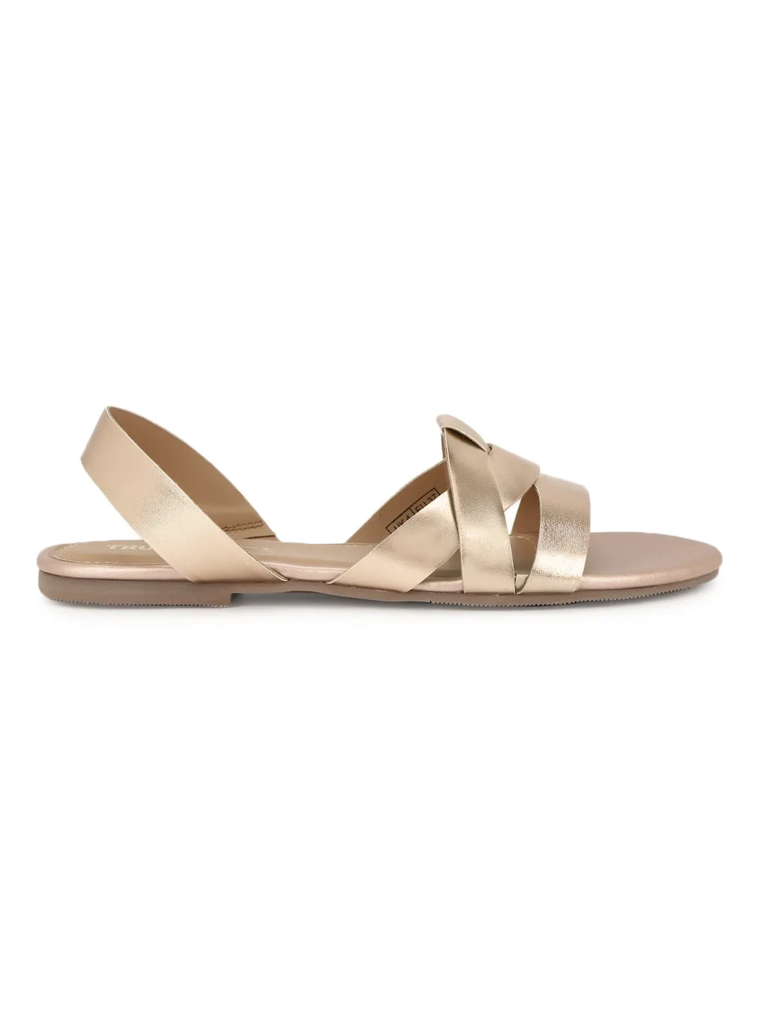 Roségold PU Rückenband Flache Sandalen