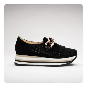 SOFTWAVES SLIP-ON KEILABSATZ-SNEAKER - SCHWARZ - 77808BLK