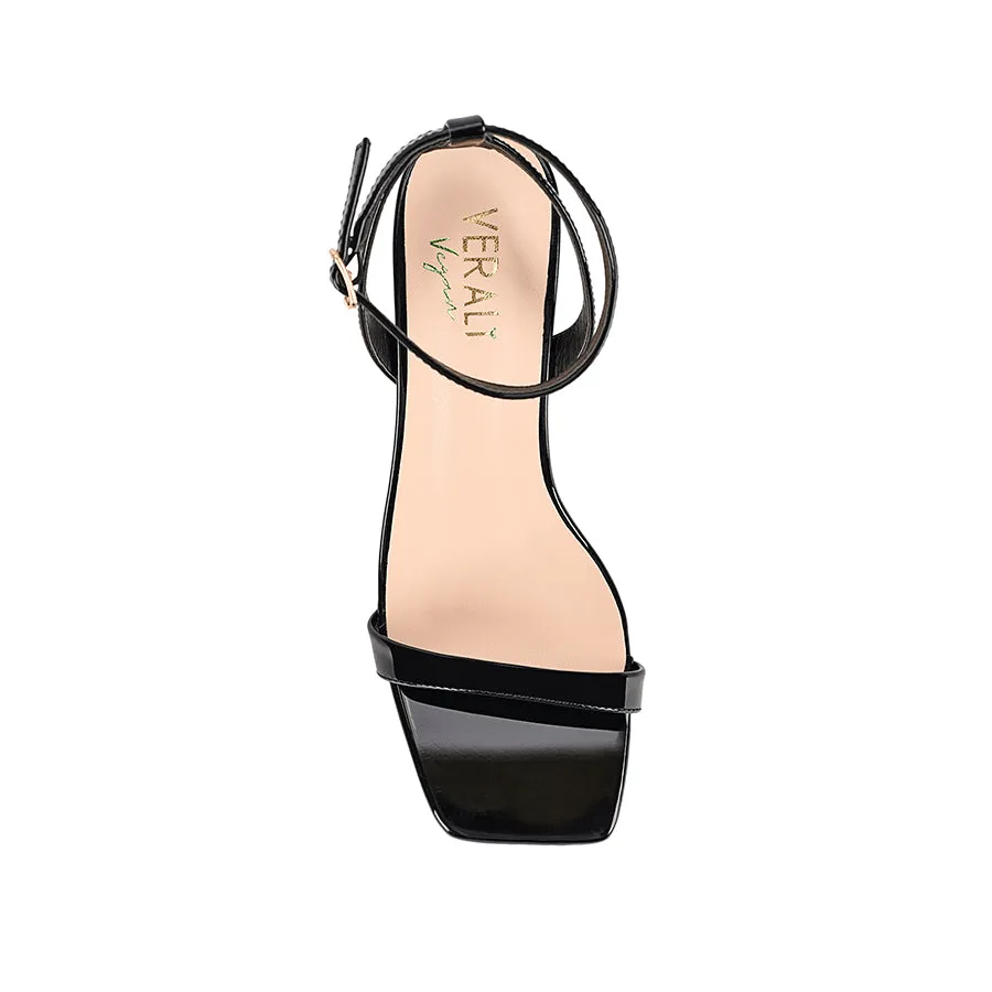 Tally Kitten Absatz Sandalen - Schwarz Lack