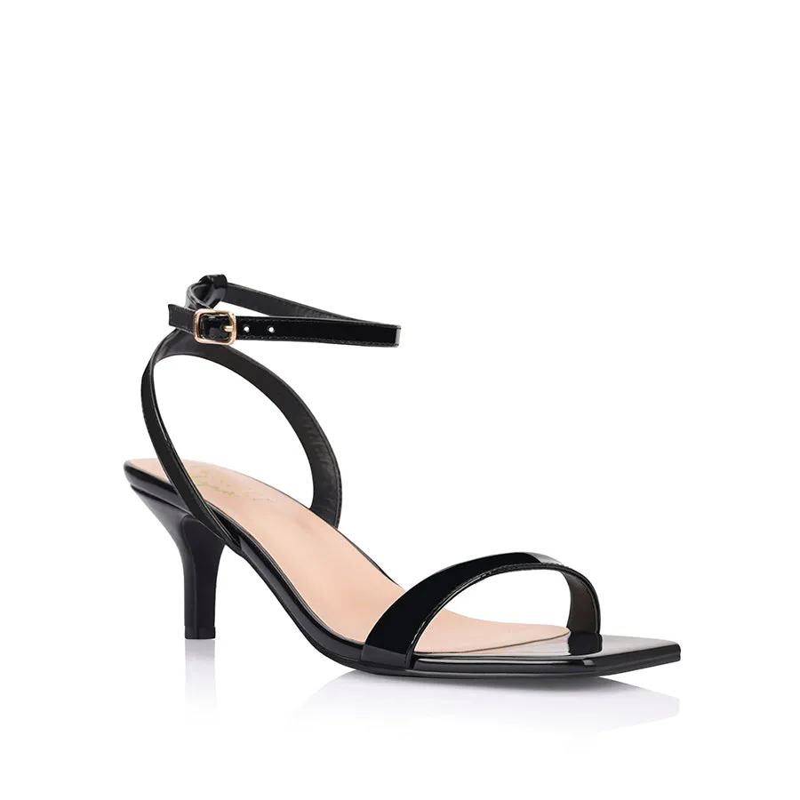 Tally Kitten Absatz Sandalen - Schwarz Lack