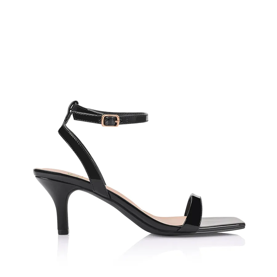 Tally Kitten Absatz Sandalen - Schwarz Lack